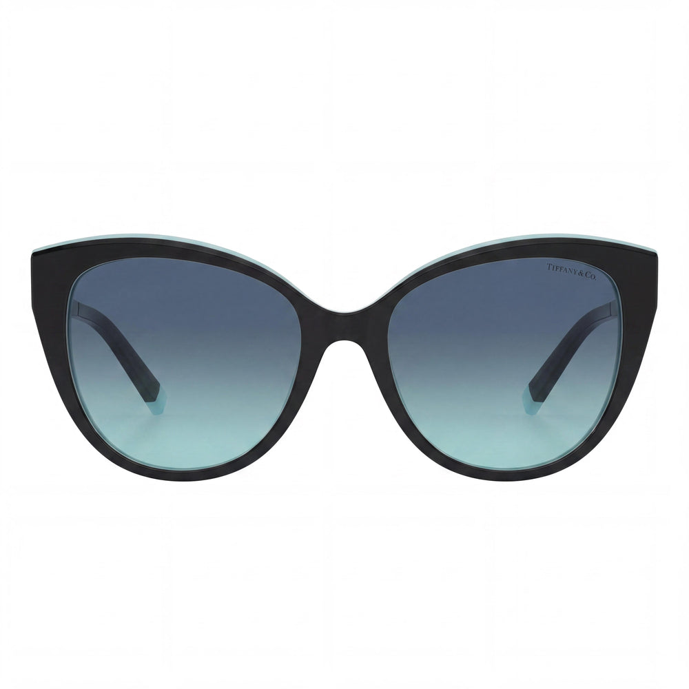 Tiffany & Co. TF 4166 Women's Plastic Cat Eye Sunglasses Black Blue Frame Blue Gradient UV400 55mm
