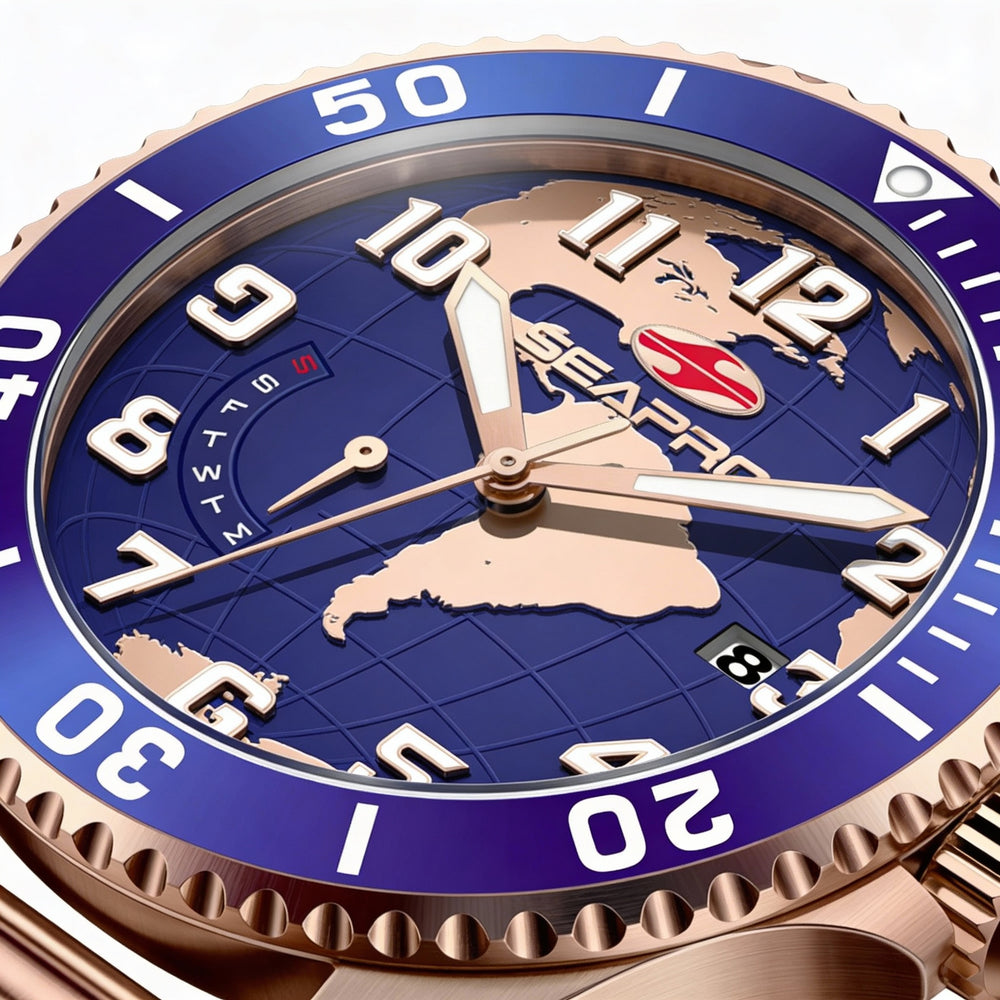 Reloj Seapro para hombre con movimiento de cuarzo, esfera azul, acero inoxidable, resistente al agua