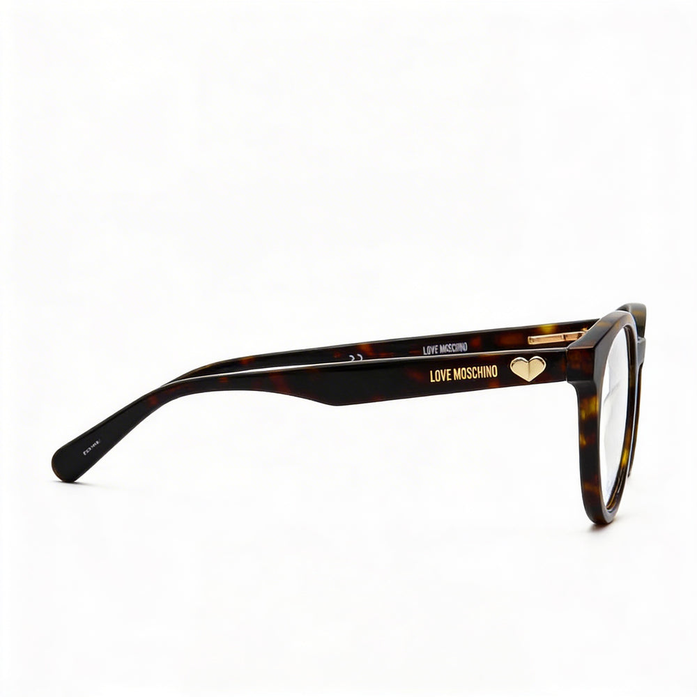 Moschino MOL518 Women's Full-Rim Round Plastic Eyeglass Frames in Havana with Polycarbonate Lenses 49mm