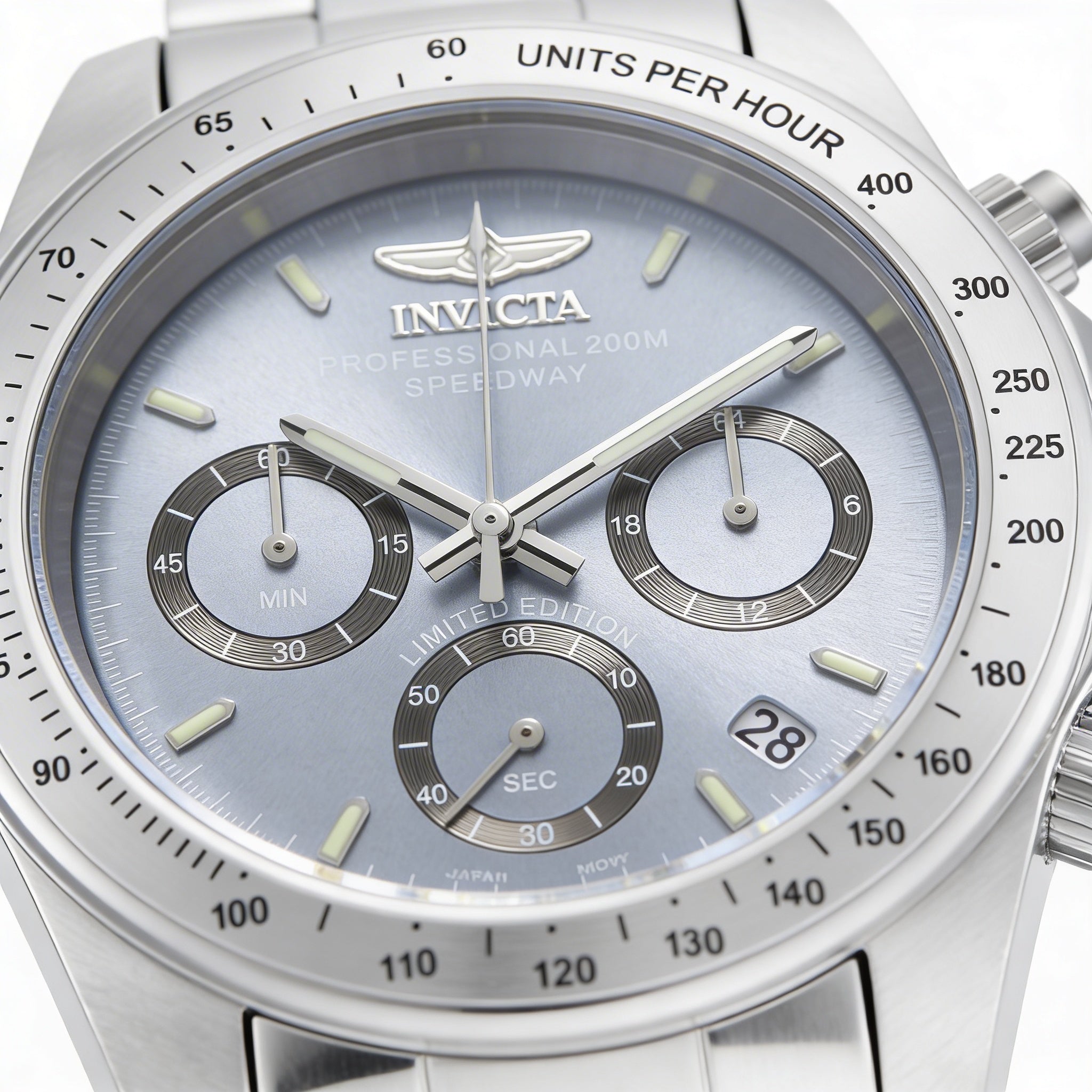 Reloj Invicta Speedway para hombre, de acero inoxidable plateado, cuarzo, luminoso, con bisel de cristal de fusión de llamas, marcado, 200 m de resistencia al agua, 39,5 mm, Photo 1