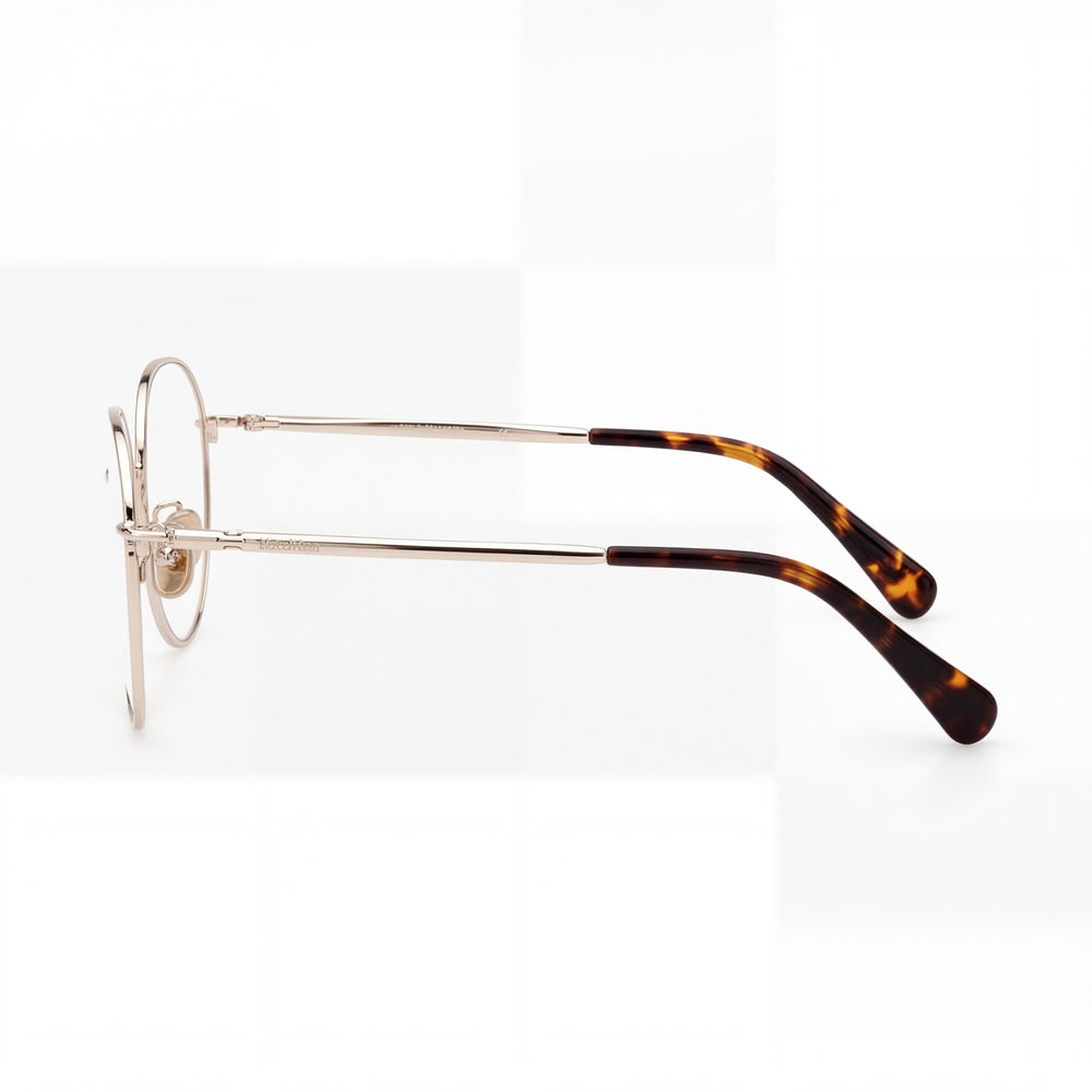 MaxMara Modern Women's Eyeglasses with Metal Full Rim Frame in Pale Gold Dark Havana Lens Width 54mm