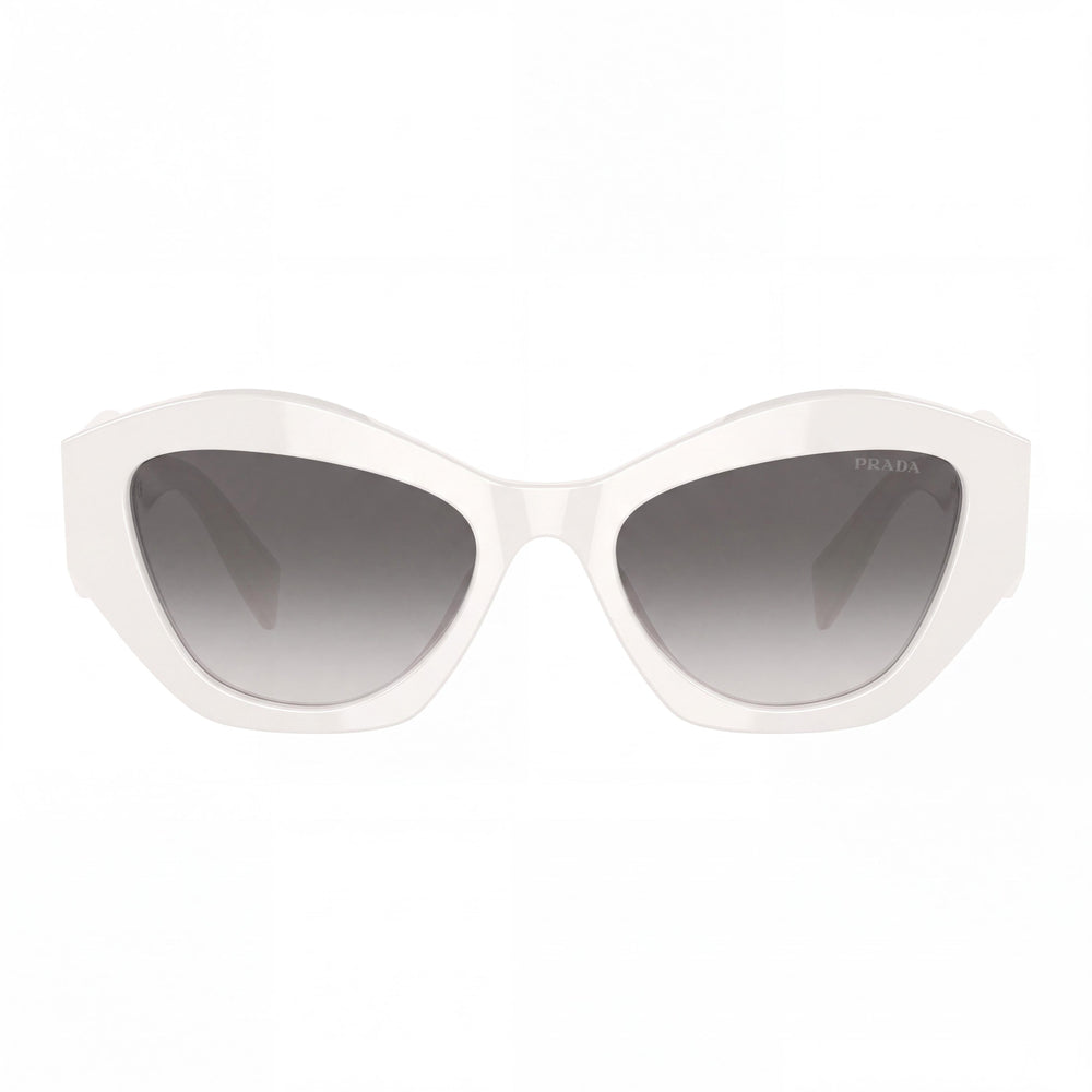 Gafas de sol Prada 0PR 07YS para mujer, montura de policarbonato en color blanco y gris degradado, lentes grises degradadas no polarizadas, 100% protección UV, 53 mm