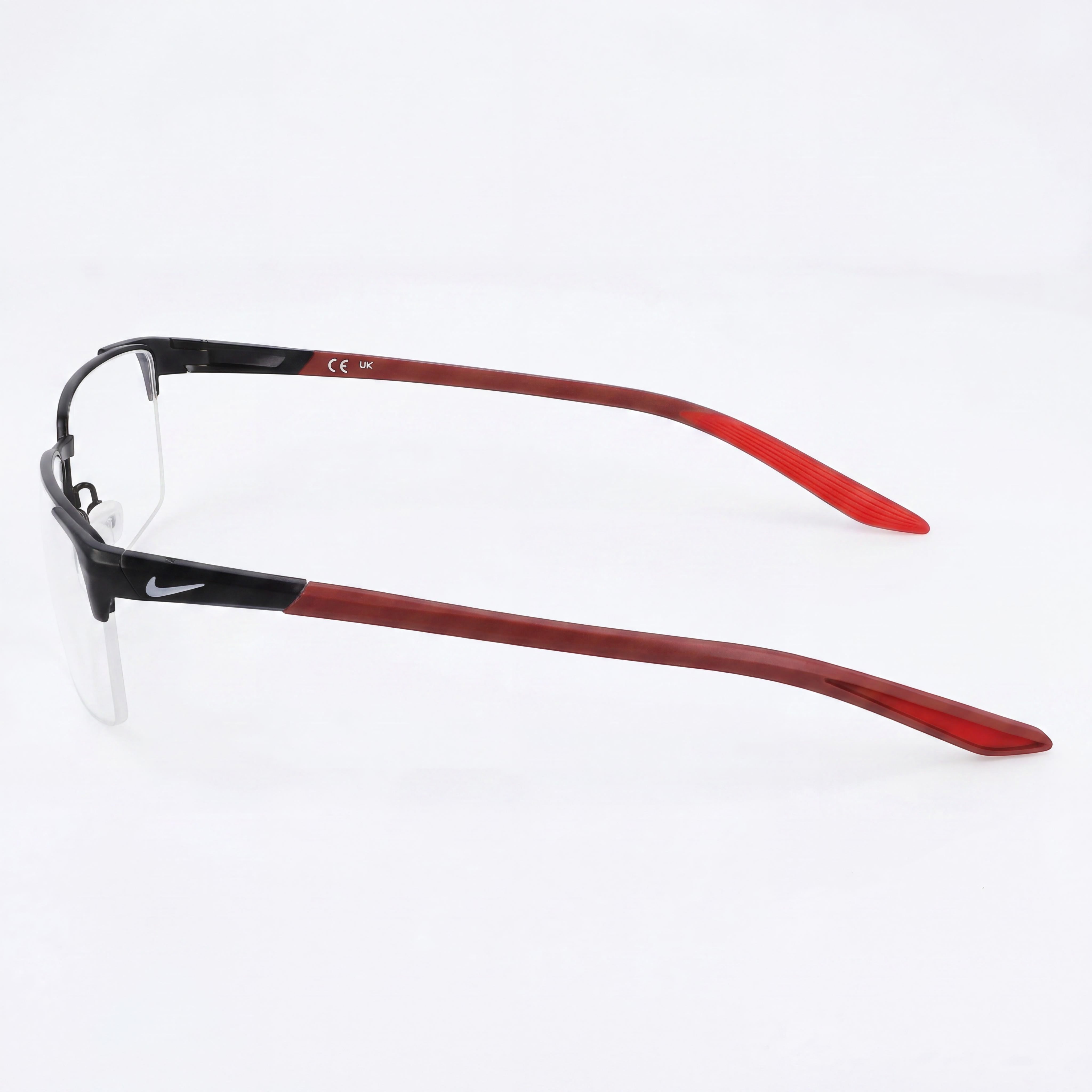 Nike NIKE 8054 Gafas Metálicas Rectangulares Negro Satinado Rojo Equipo Mate Unisex 55mm, Photo 3