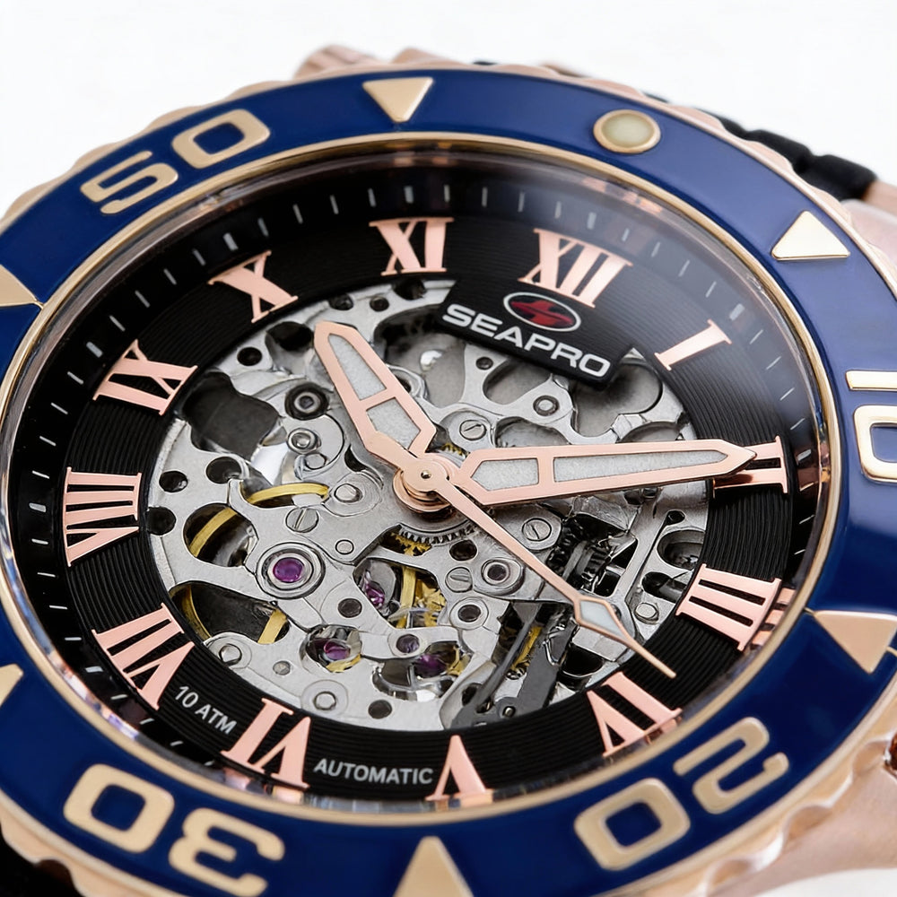 Reloj Seapro Modern para hombre, automático, de acero inoxidable, color negro, resistente al agua