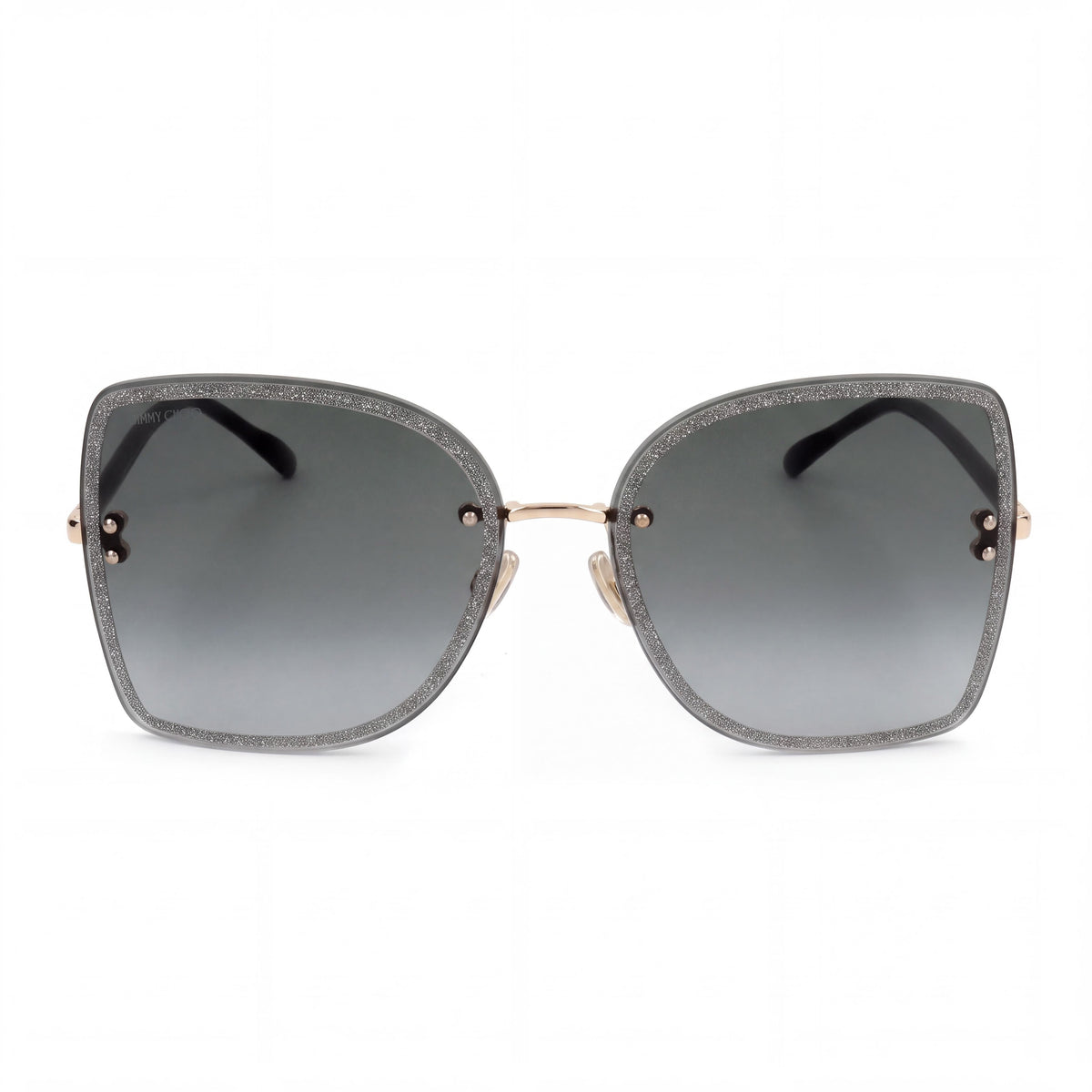 JIMMY CHOO Leti/S Women's Classic Black Gold Metal Frame Dark Grey Shaded 62mm UV Protection Sunglasses, Photo 2
