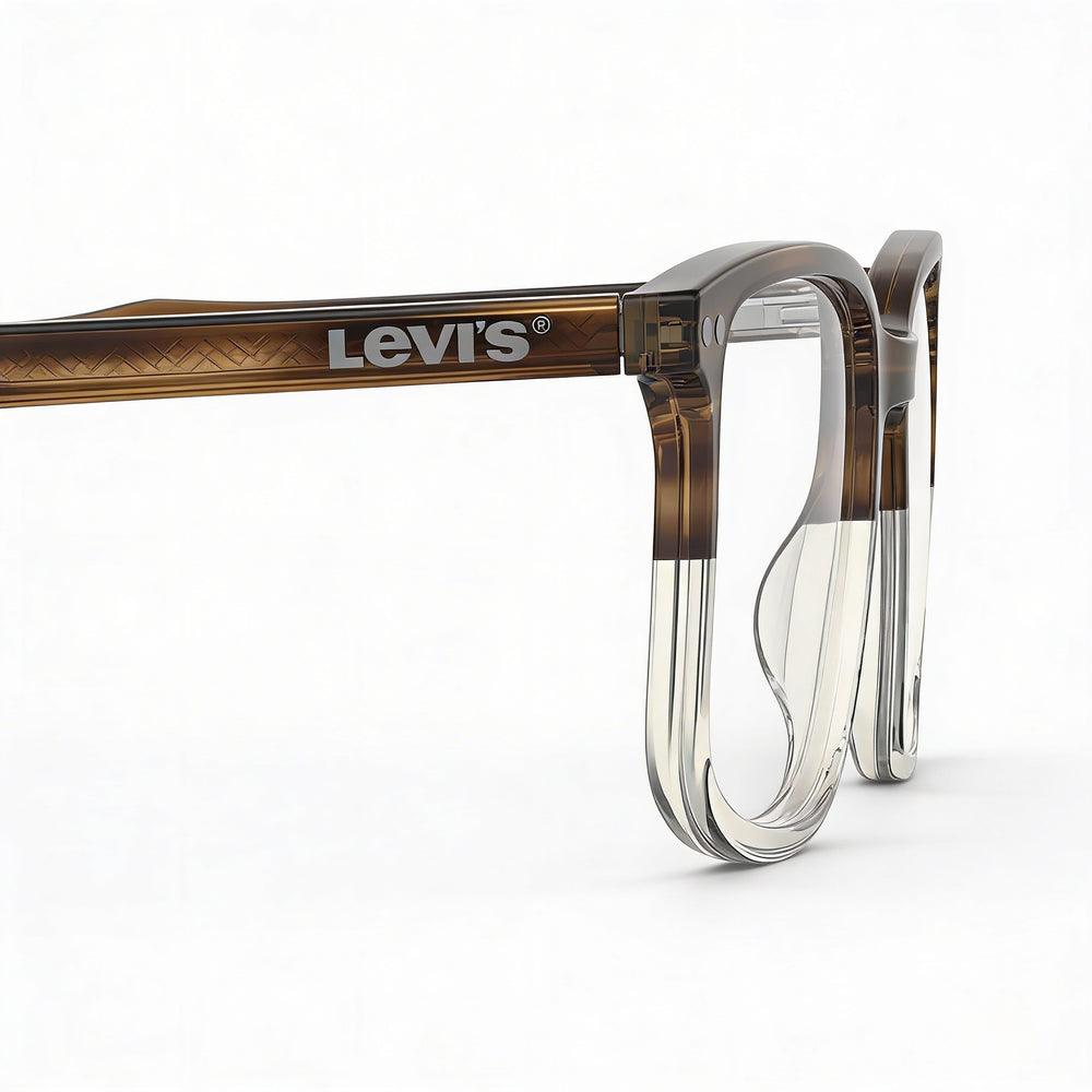 Levi's NOT Men's Brown Horn Plastic Frame Non Plastic Lenses 54-19-145mm