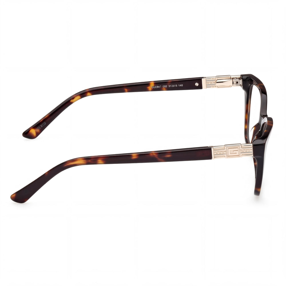 GUESS Casual Women's Dark Havana Plastic Frame Eyeglasses with Non-Polarized Acetate/Alloy Metal Lenses 53-15-140