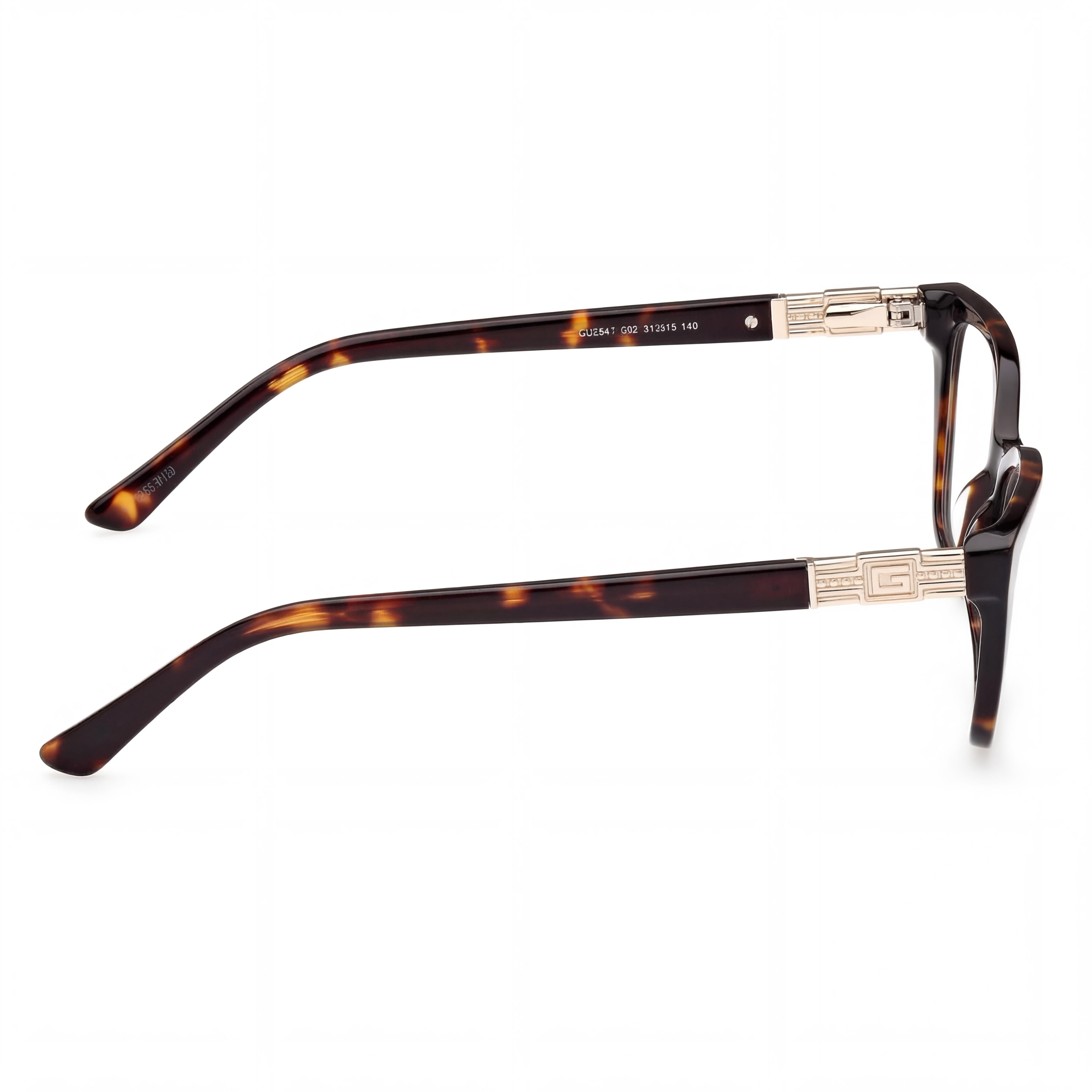 GUESS Casual Women's Dark Havana Plastic Frame Eyeglasses with Non-Polarized Acetate/Alloy Metal Lenses 53-15-140, Photo 3