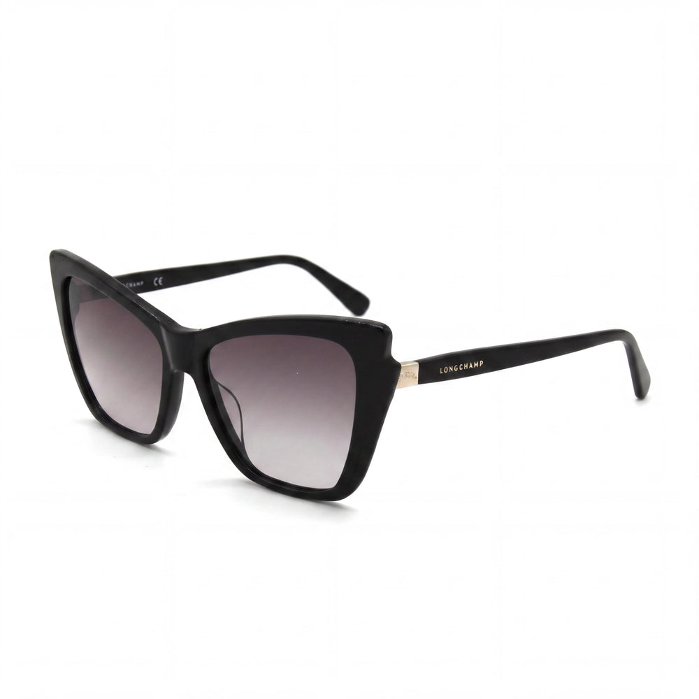 Gafas de sol Longchamp LO669S para mujer, rectangulares modificadas, de plástico, no polarizadas, color negro y gris degradado, 56 mm