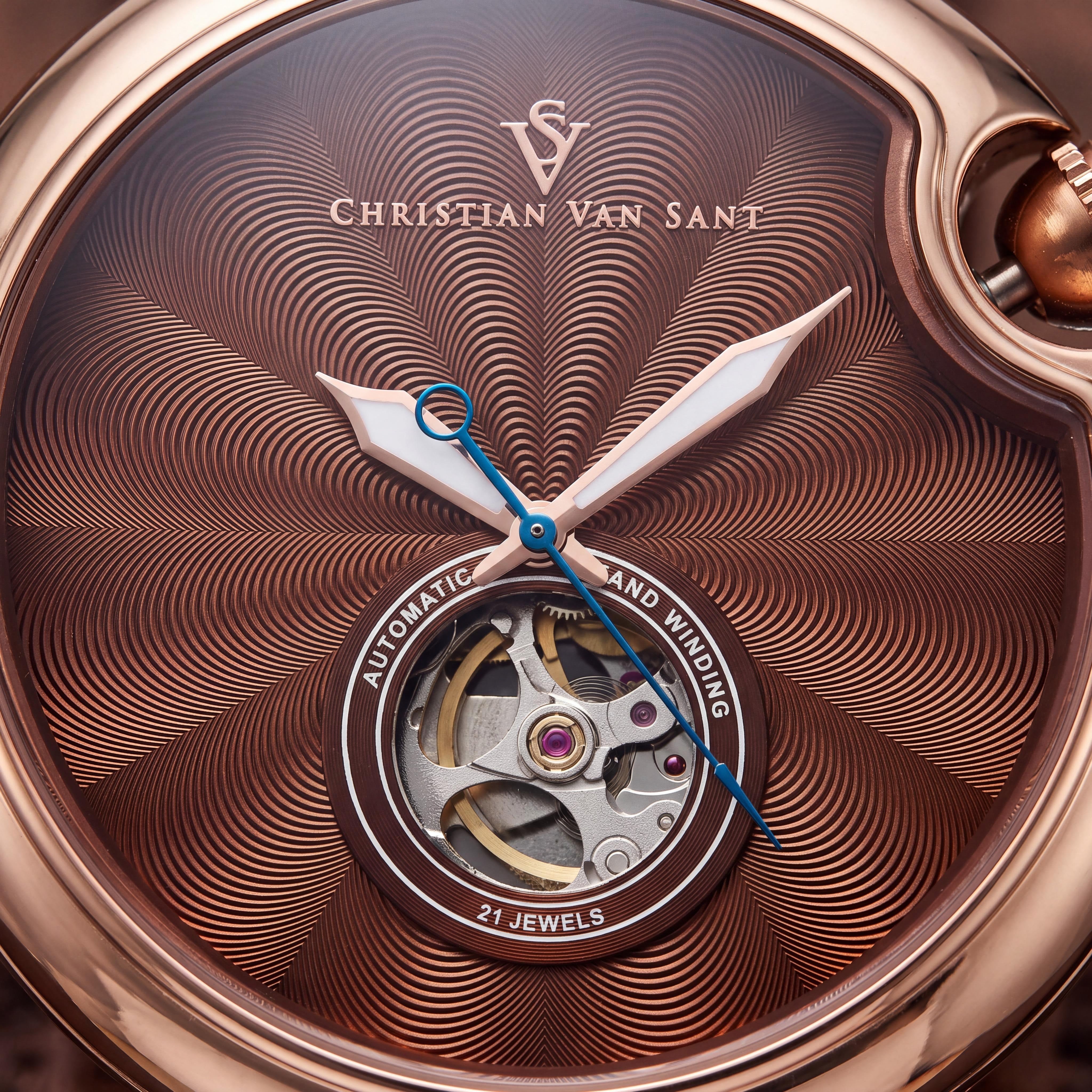 Christian Van Sant CV0144 Cyclone Automatic Men's Brown Dial Automatic Movement Stainless Steel Leather Watch 46mm, Photo 2