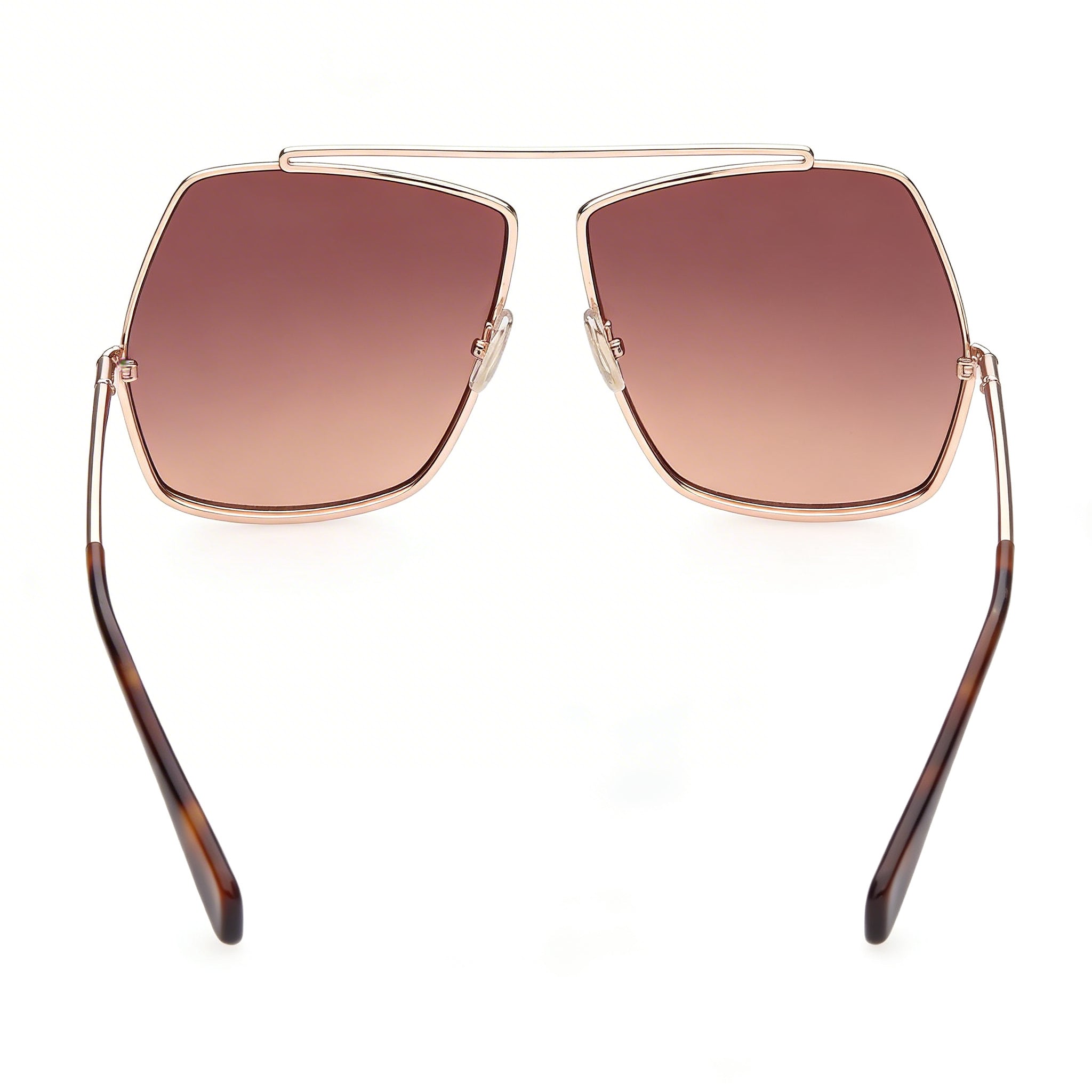 MaxMara Classic Women's Shiny Rose Gold Metal Frame Non-Polarized Gradient Brown Sunglasses 64mm, Photo 4