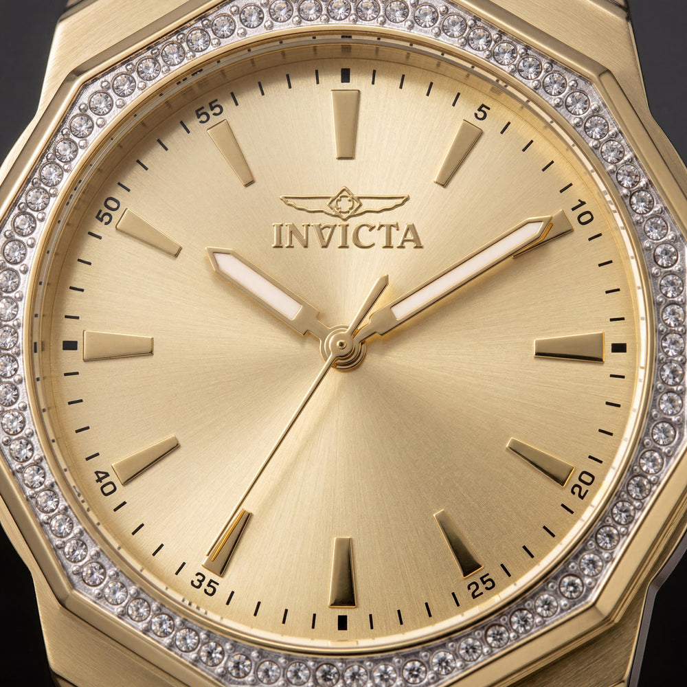 Invicta Speedway 49113 Reloj de pulsera unisex de cuarzo, 34 mm, esfera dorada, caja de acero inoxidable, resistente al agua
