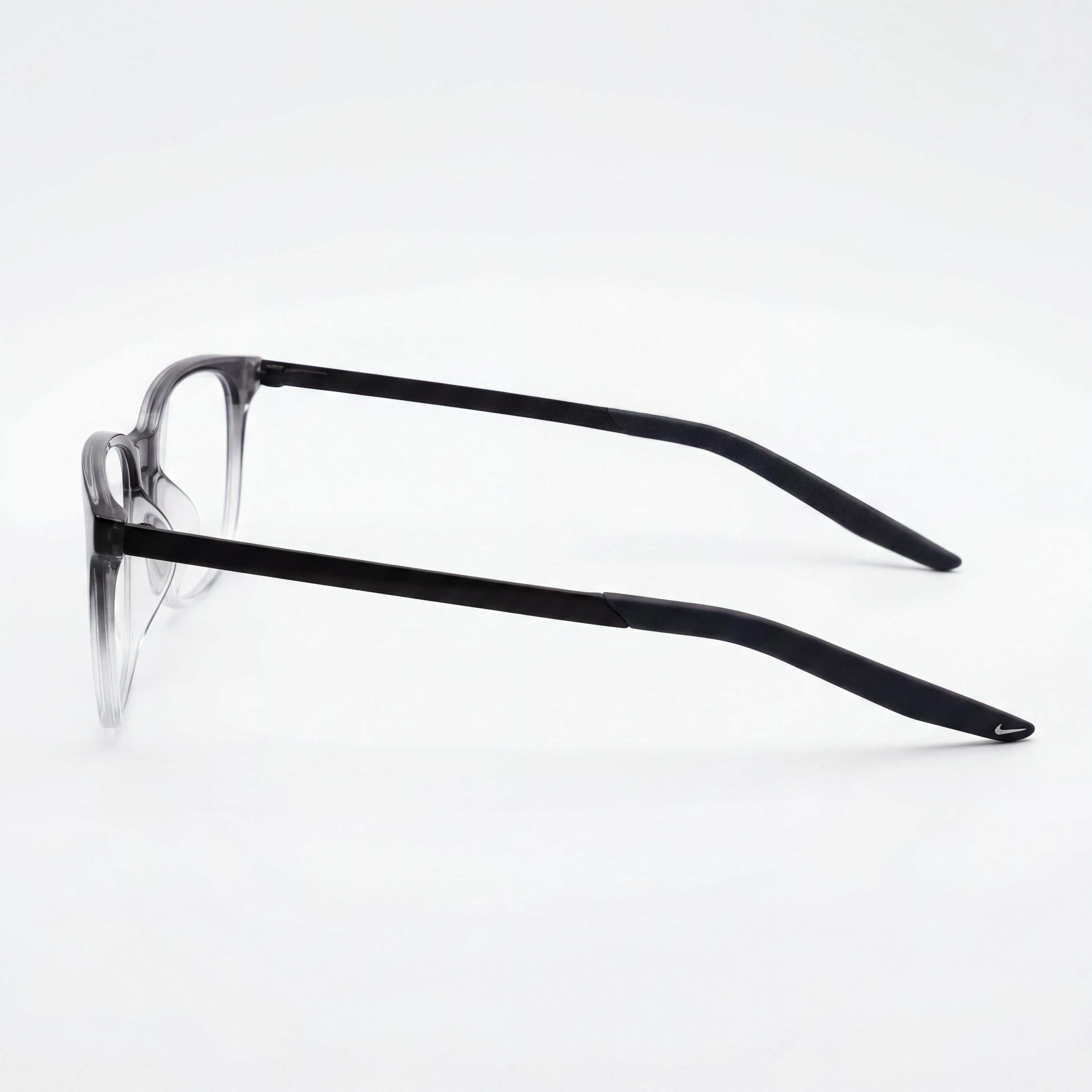 Nike Women's 7283 Plastic Frame Eyeglasses, Featuring Dark Grey Clear Fade Frame, Lens Width 52mm, Photo 2