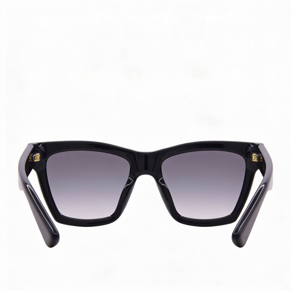 Gafas de sol Gucci GG1714S para mujer, montura de ojo de gato inyectada, no polarizadas, en negro y gris, con detalles dorados, 54 mm