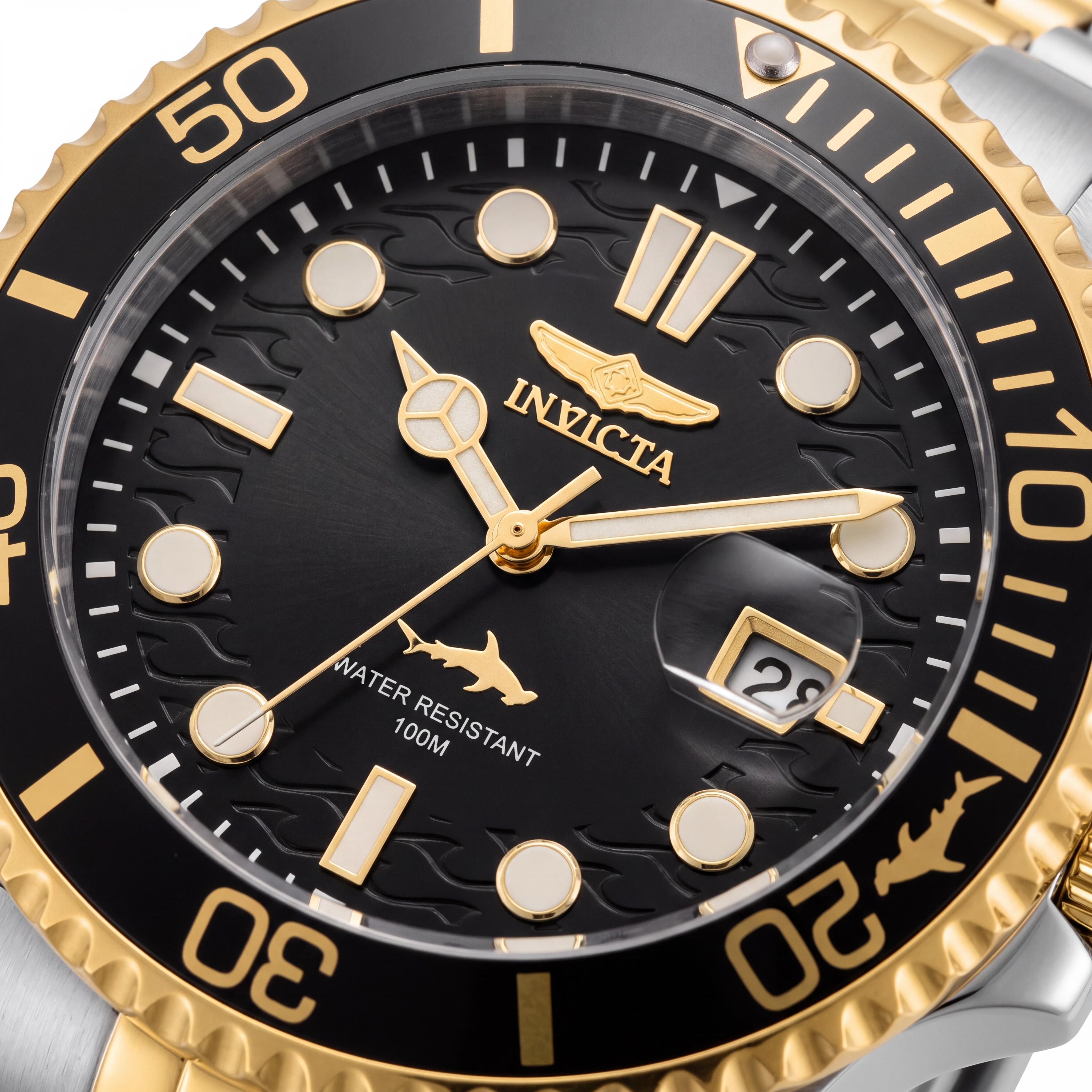 Reloj Invicta Pro Diver de cuarzo para hombre, de acero inoxidable bicolor en tono dorado, bisel negro, resistente al agua hasta 100 m, 43 mm, Photo 2
