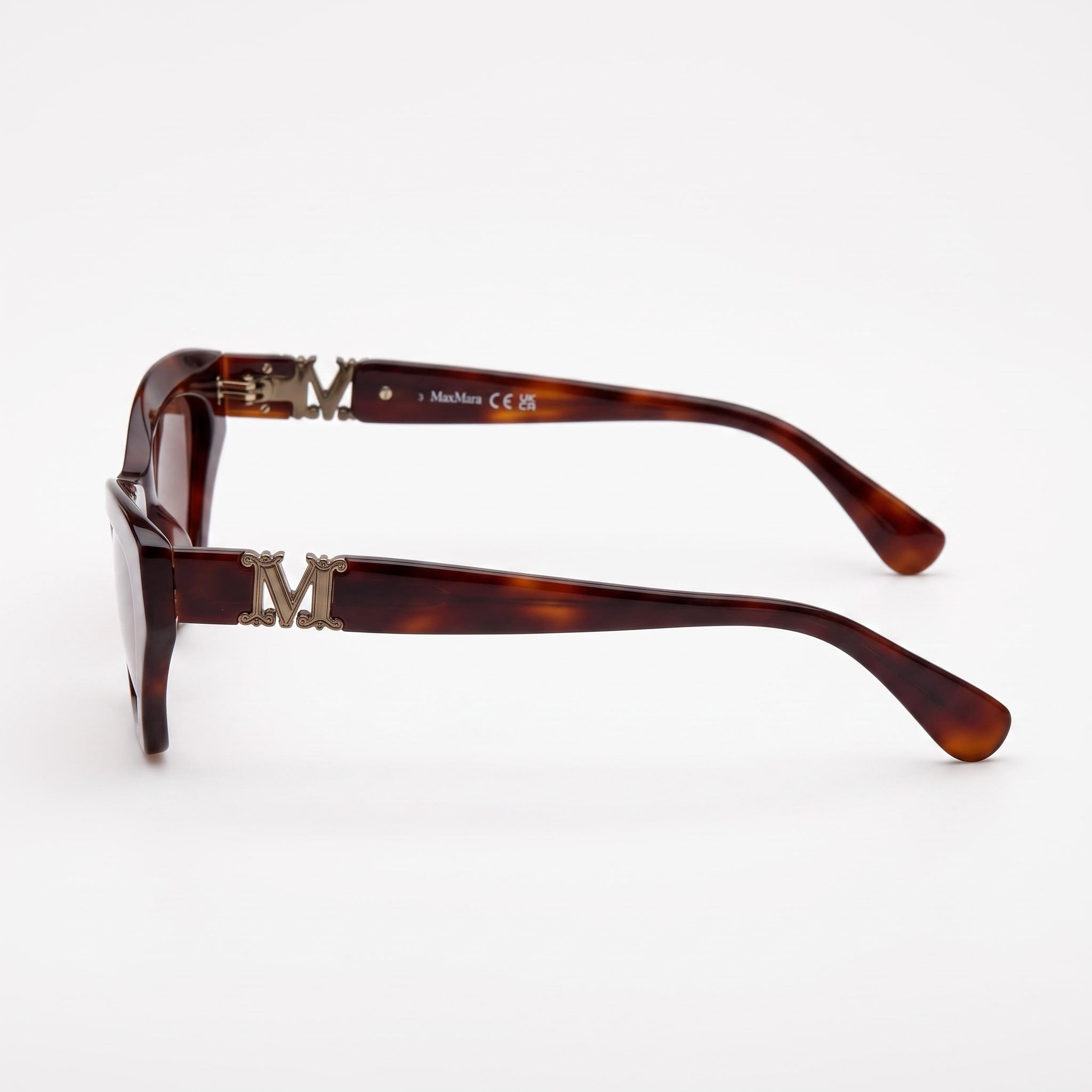 MaxMara Women's Casual Sunglasses, Dark Havana Plastic Frame, Brown Lenses, 52mm, UV Protection, Photo 3