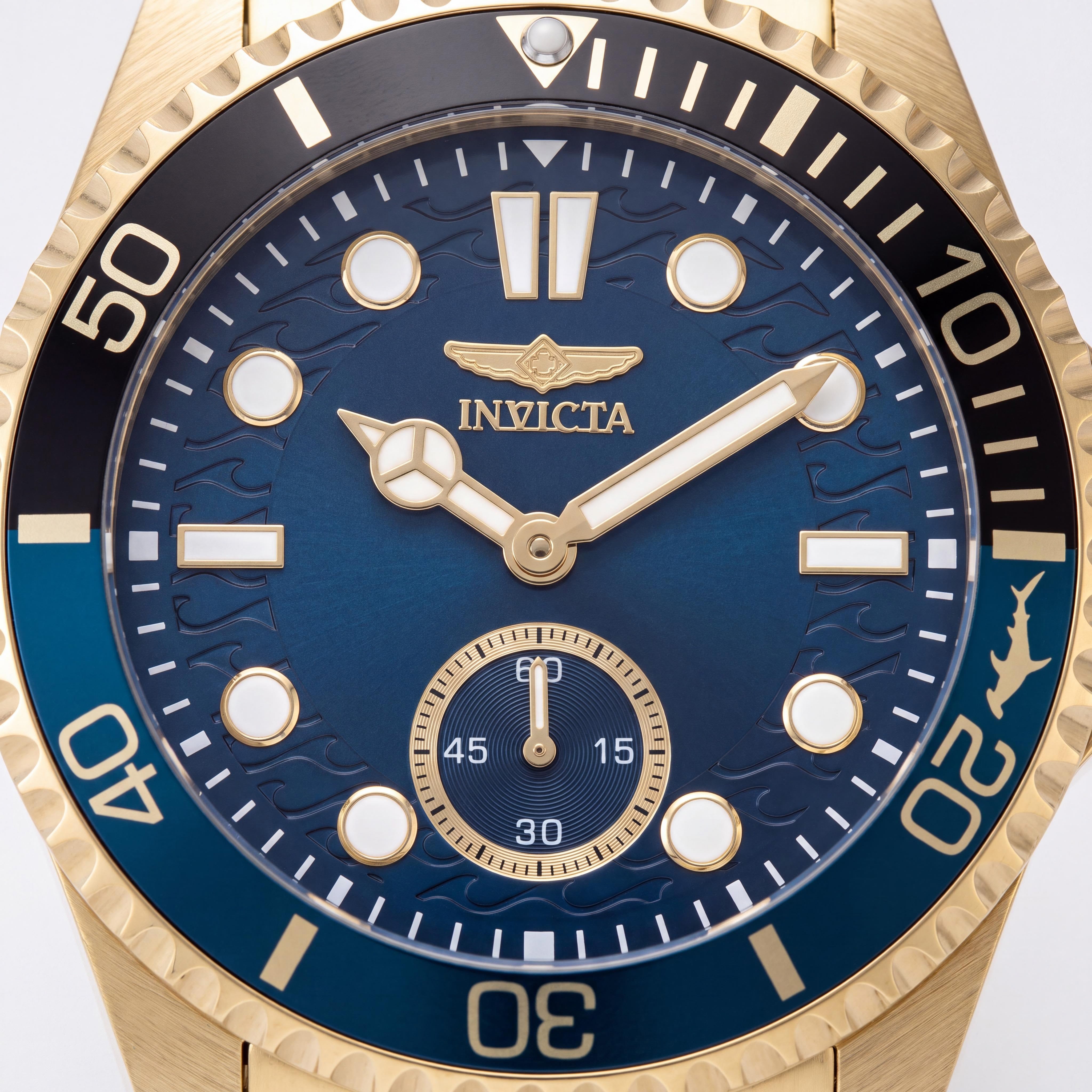 Invicta Pro Diver 49435 Reloj de Pulsera Unisex de Cuarzo de Acero Inoxidable Dorado con Esfera Azul de 43 mm, Resistente al Agua 10 ATM, Photo 2