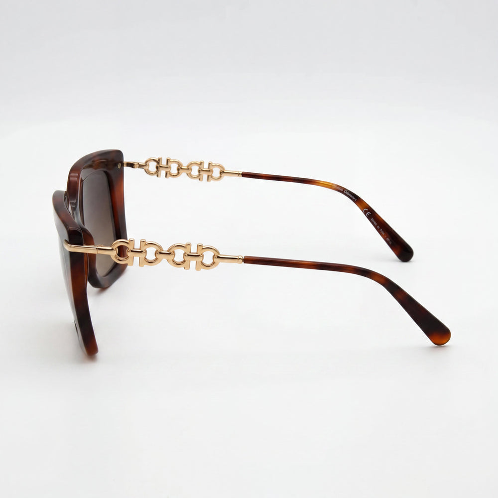 Gafas de sol clásicas Salvatore Ferragamo para mujer, de acero aleado, sin polarizar, con protección UV, 51 mm, color Habana Clásico