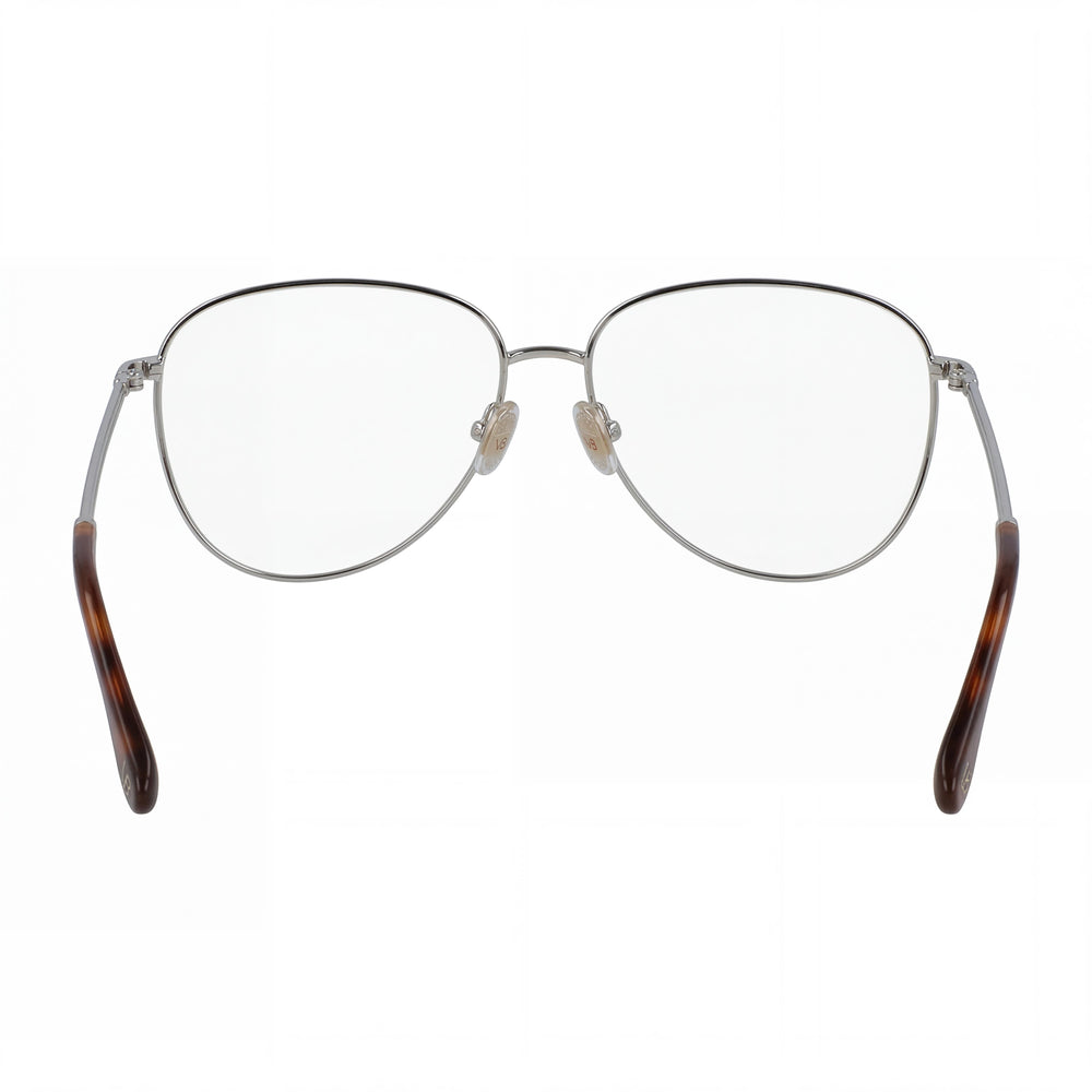 Gafas de sol unisex modernas Victoria Beckham VB2116 con montura de acetato plateado y lentes plateadas, tamaño 57 mm