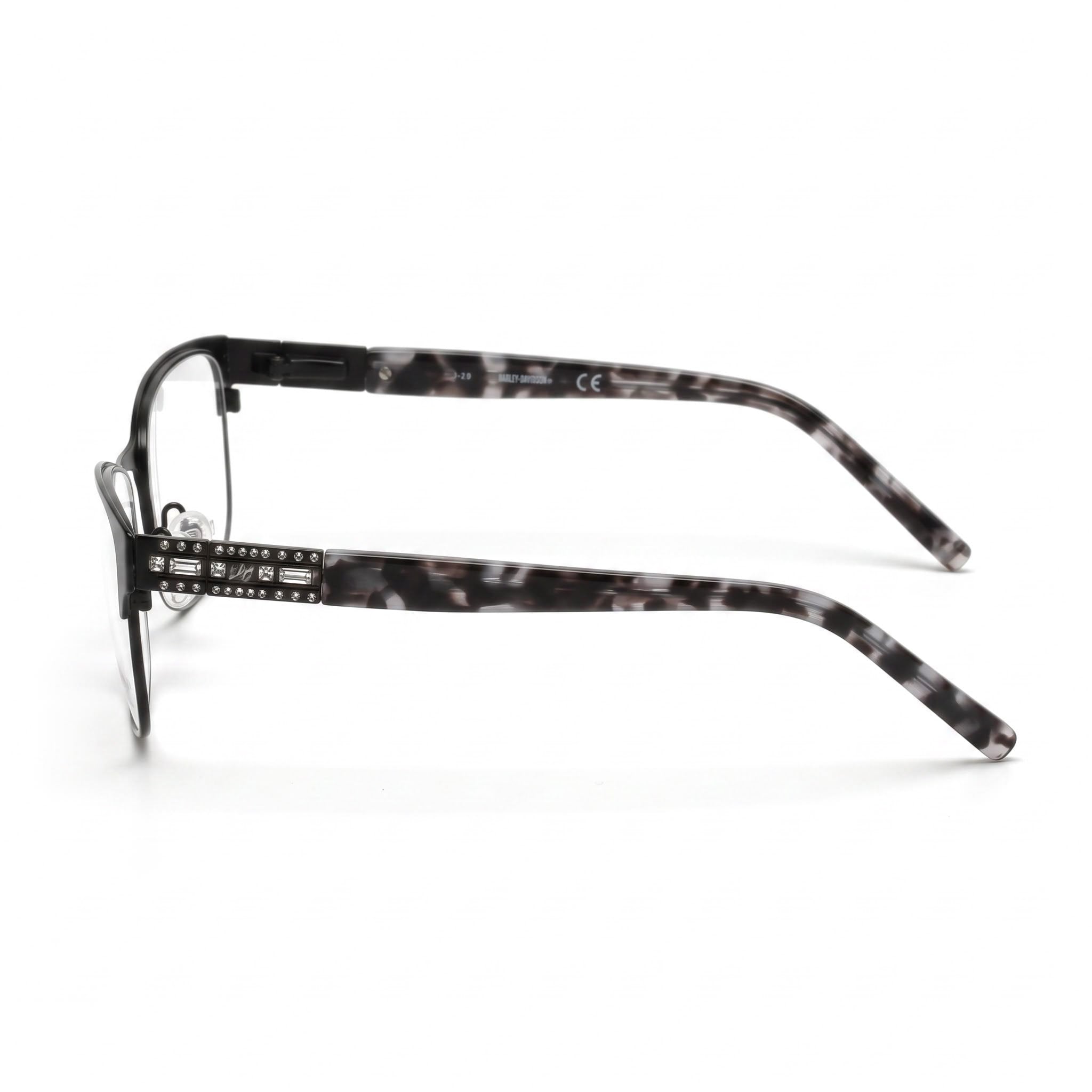 Harley-Davidson Women's Hd0540 Stainless Steel Matte Black, Havana Pearl Frame Black Lens Eyeglasses 56mm, Photo 3