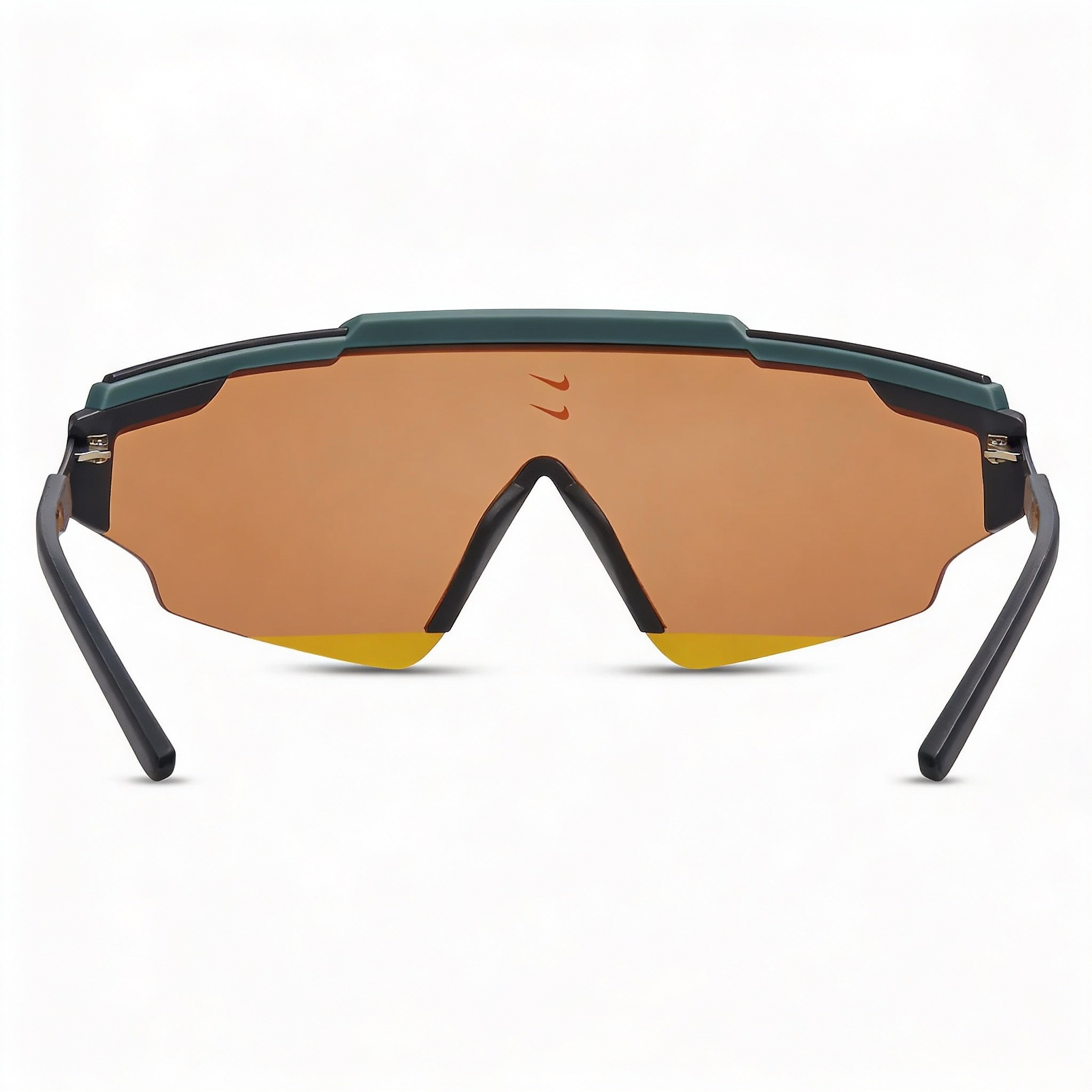 Gafas de sol unisex Nike Modern no polarizadas con montura de plástico en color verde azulado y lentes naranjas de 66 mm, Photo 4