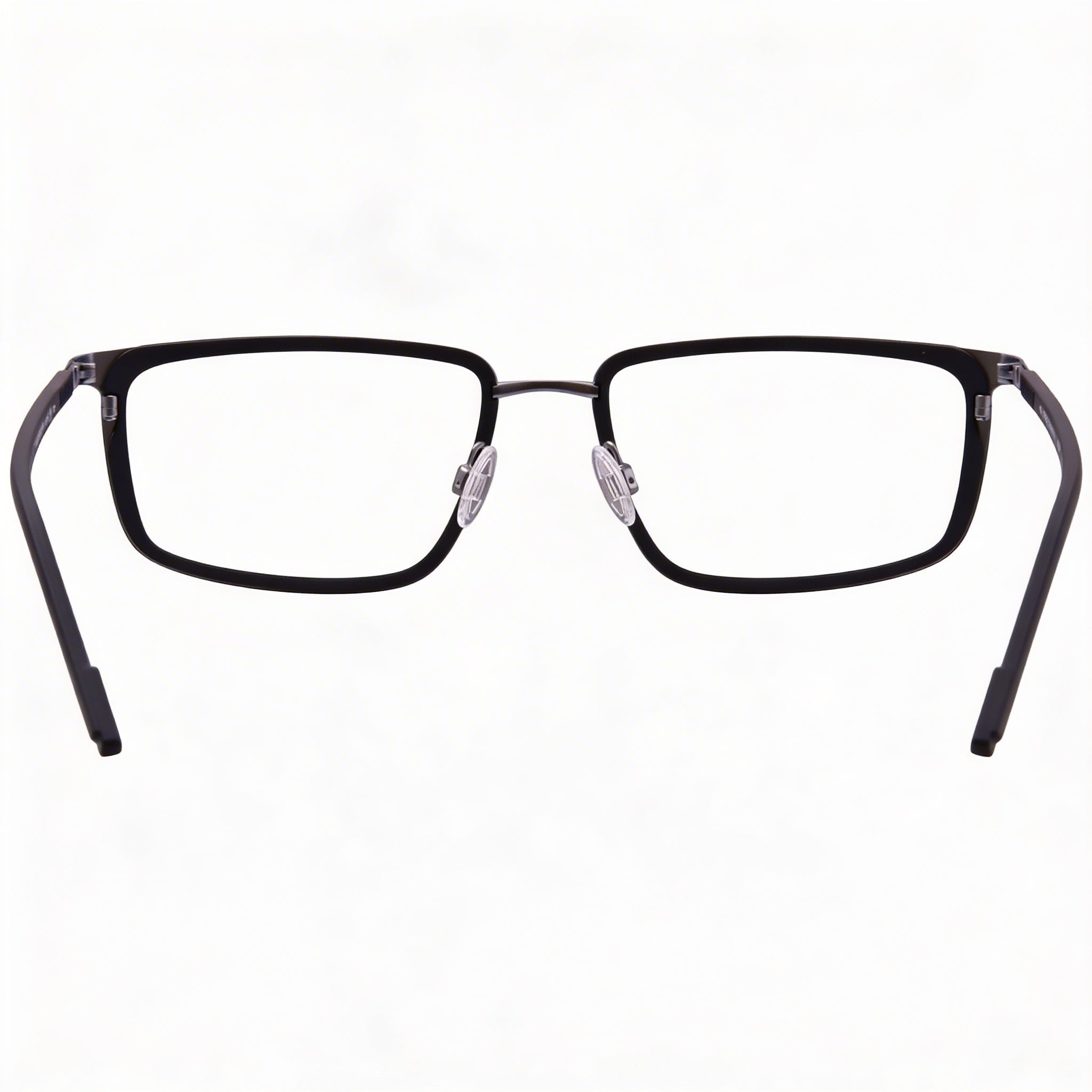 Flexon E1138 Men's Black Metal Full Rim Rectangle Eyeglasses with Clear Non- Lenses 56mm, Photo 3