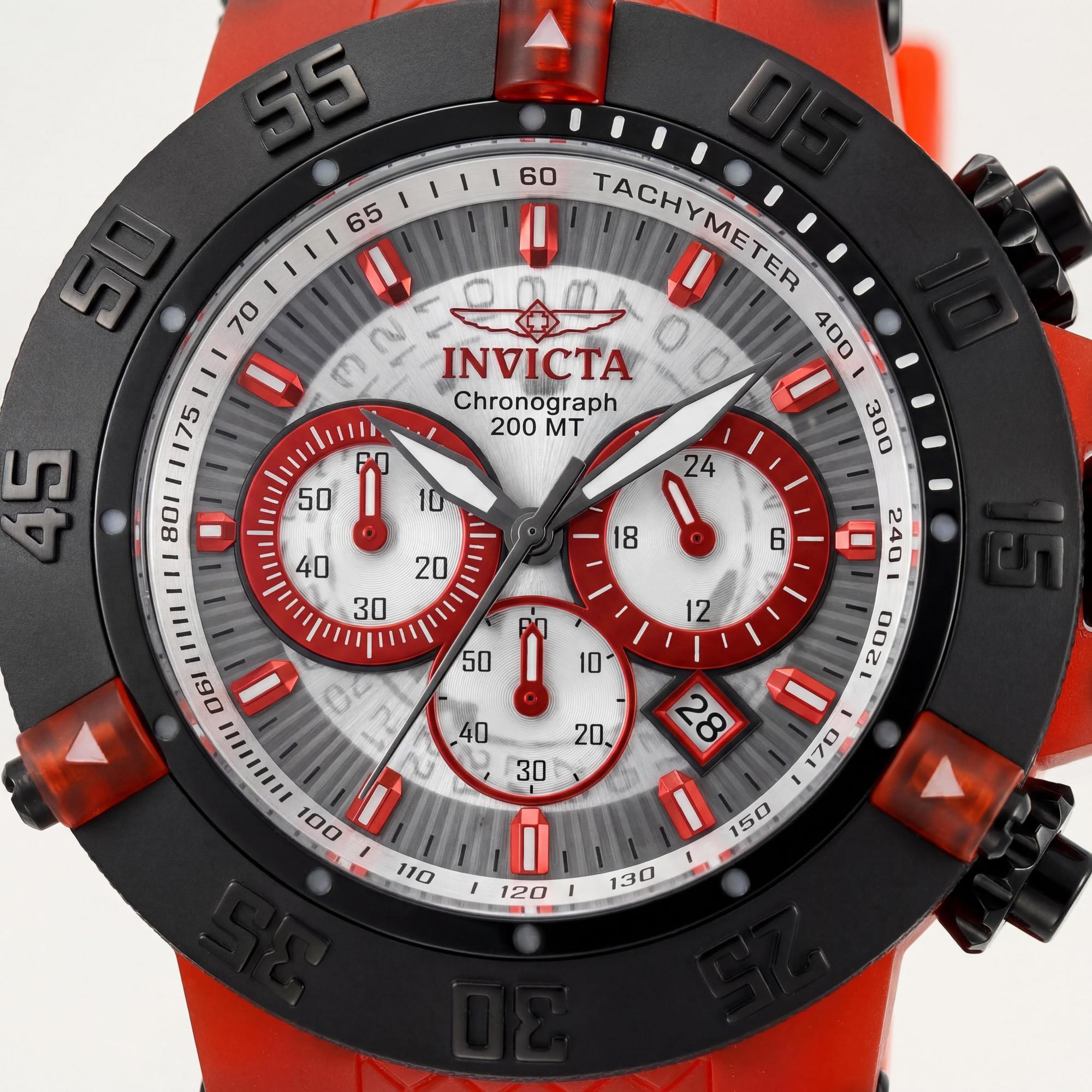 Reloj cronógrafo Invicta Subaqua Noma III 24364 para hombre, plástico rojo y silicona, esfera transparente, 50 mm, Photo 2