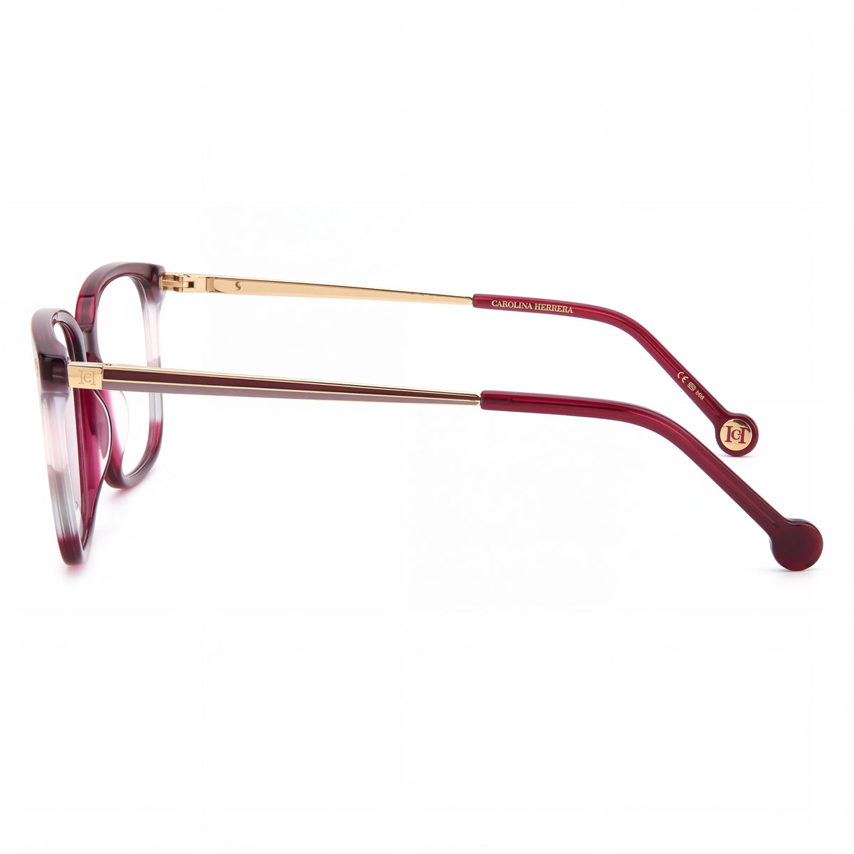 Carolina Herrera Casual Women's Burgundy Havana Magnesium Frame Eyewear 53mm Lens, 16mm Bridge, 145mm Temple, Photo 3