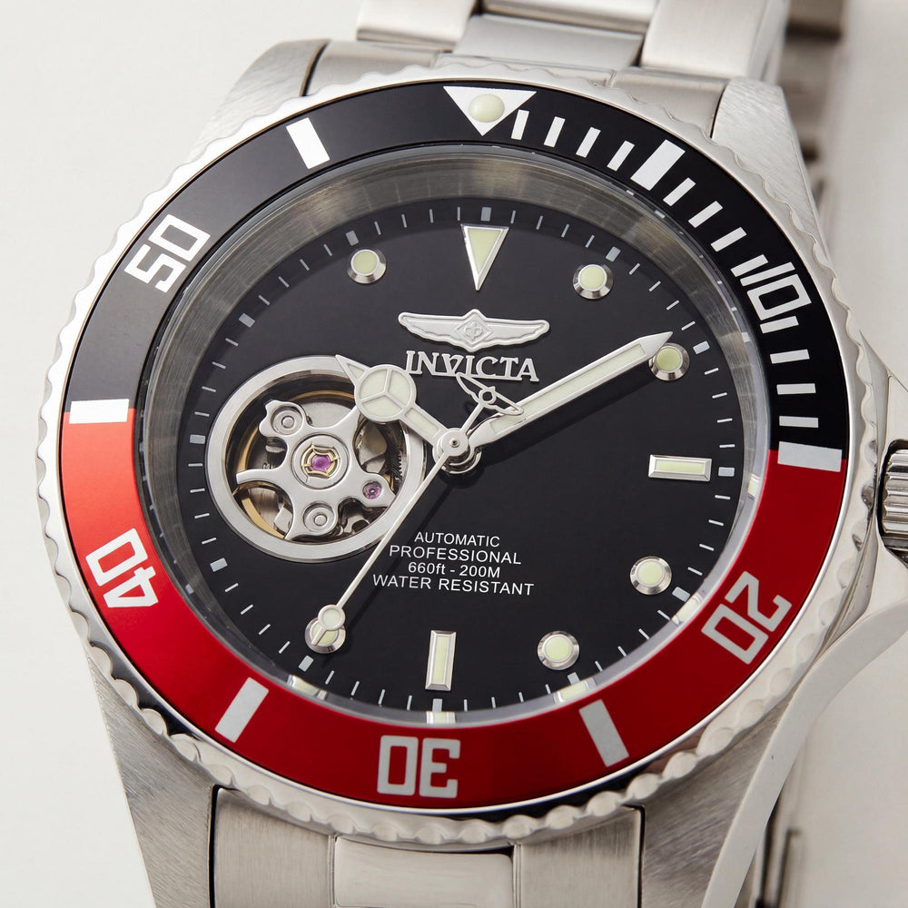 Invicta Men’s Diver Automatic 40mm Stainless Steel Watch, Silver Tone Case, Japanese Movement, Luminous Dial, Screw-Down Crown