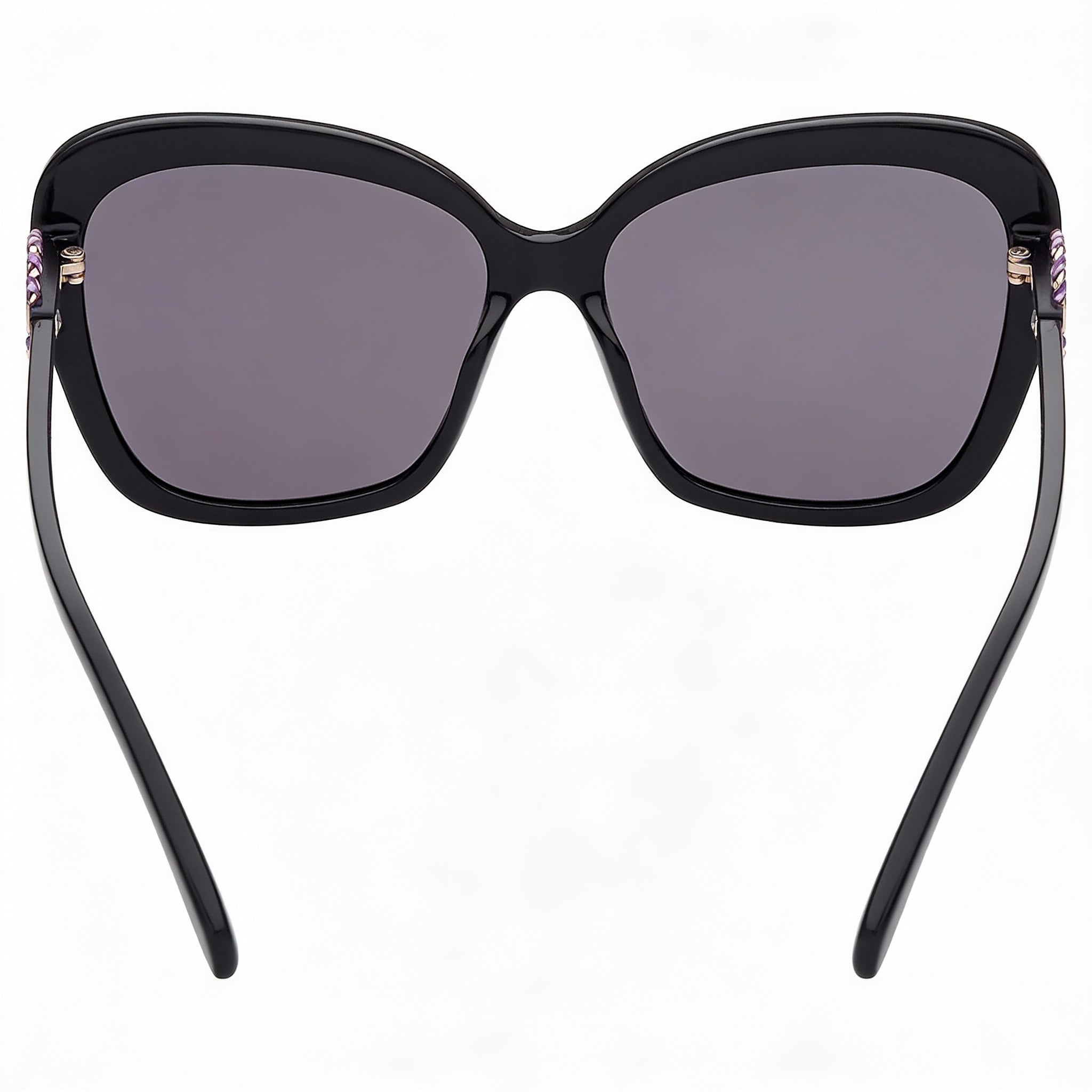 Emilio Pucci EP0165 Unisex Shiny Black Vivara Print Wrap Plastic Frame Sunglasses with Smoke UV Protection Lenses 58mm, Photo 4
