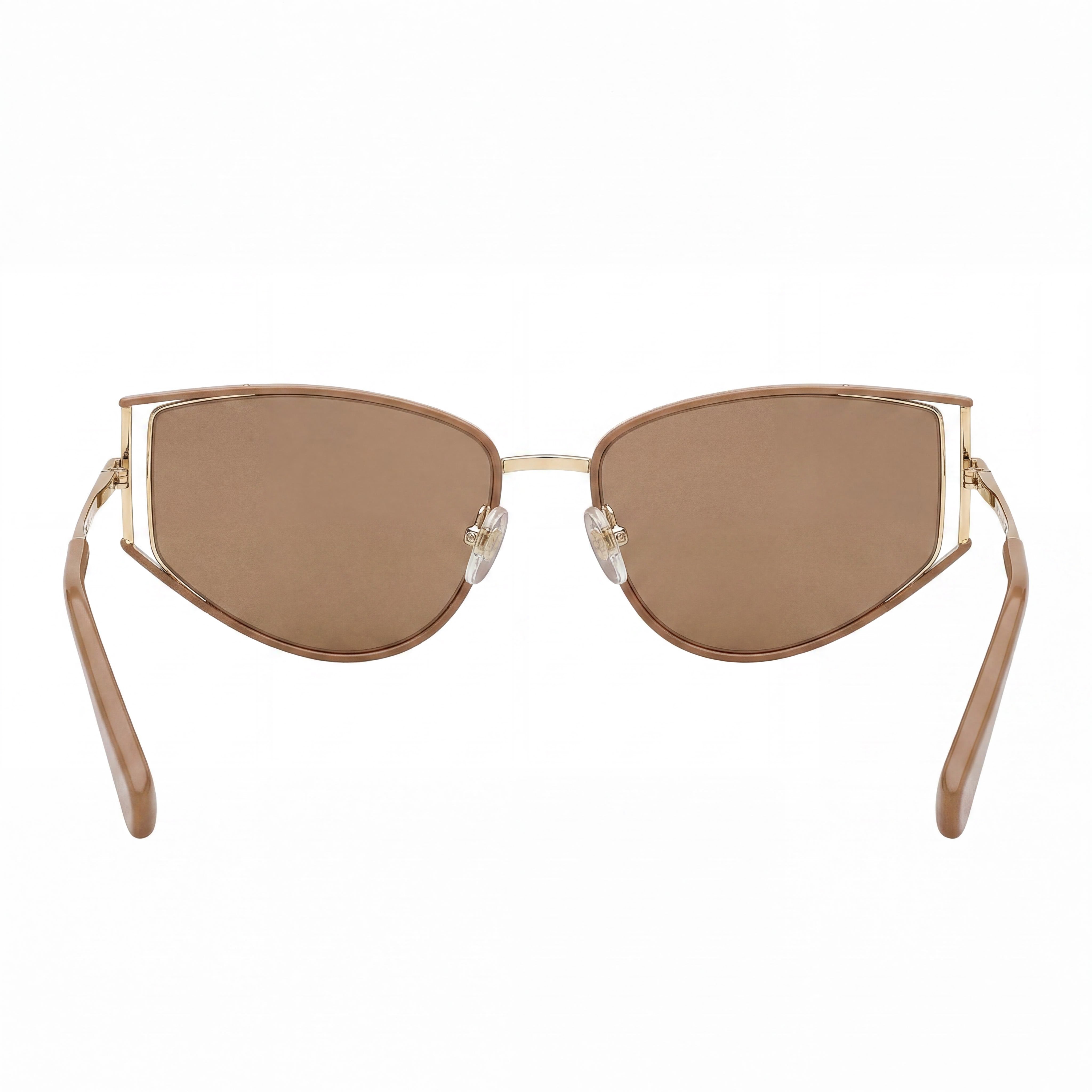 MaxMara Casual Women's Shiny Pale Gold Metal Frame Sunglasses with Brown Plastic Lenses, Size 58mm, Photo 4