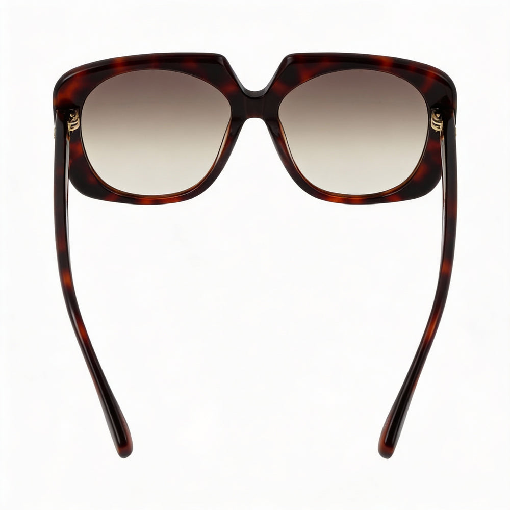 Gafas de sol casuales MaxMara para mujer con montura de plástico color habana oscuro y lentes marrones degradados, talla 56