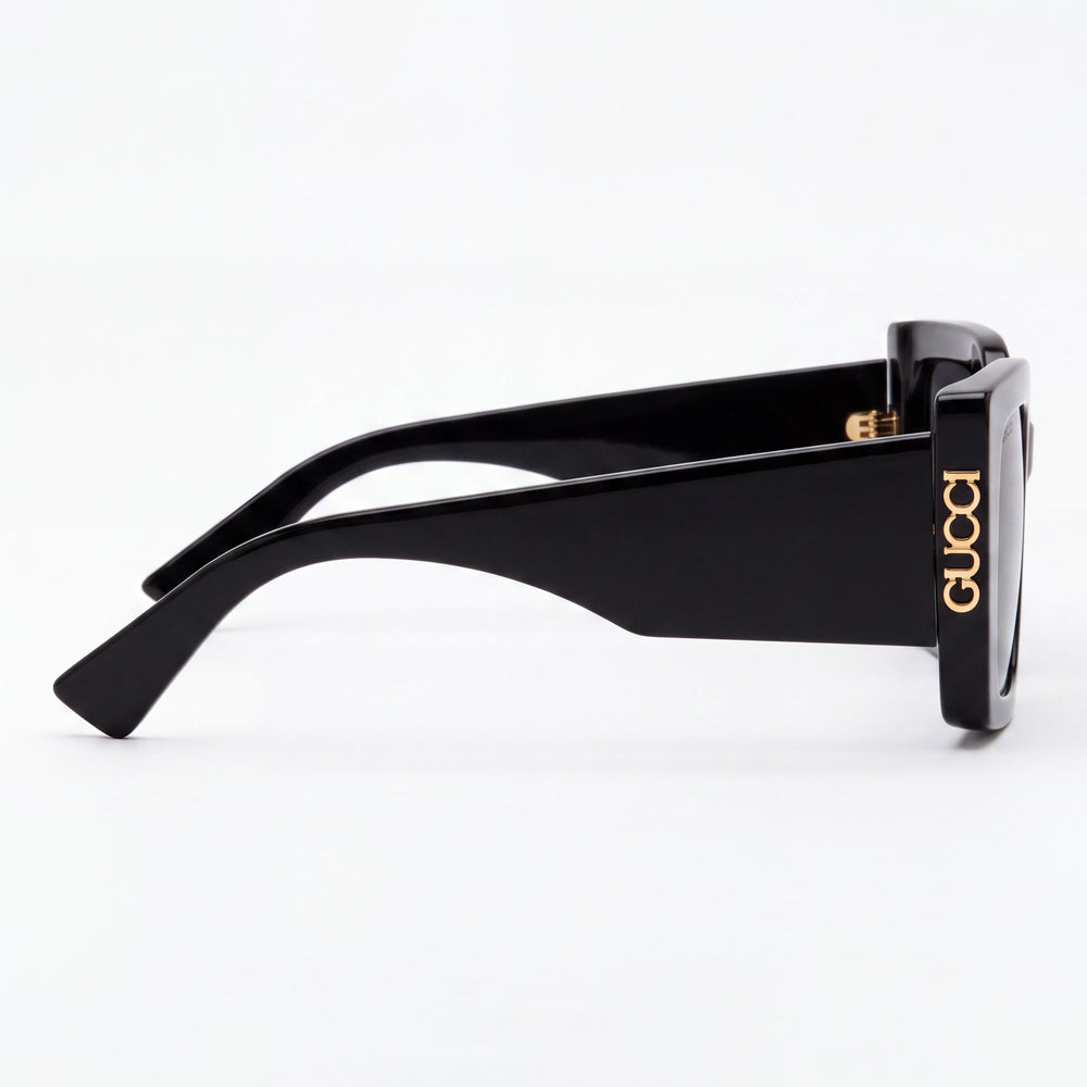 Gucci Classic Women's Oversized Square Black/Grey Acetate UV Protection Sunglasses 51-19-130