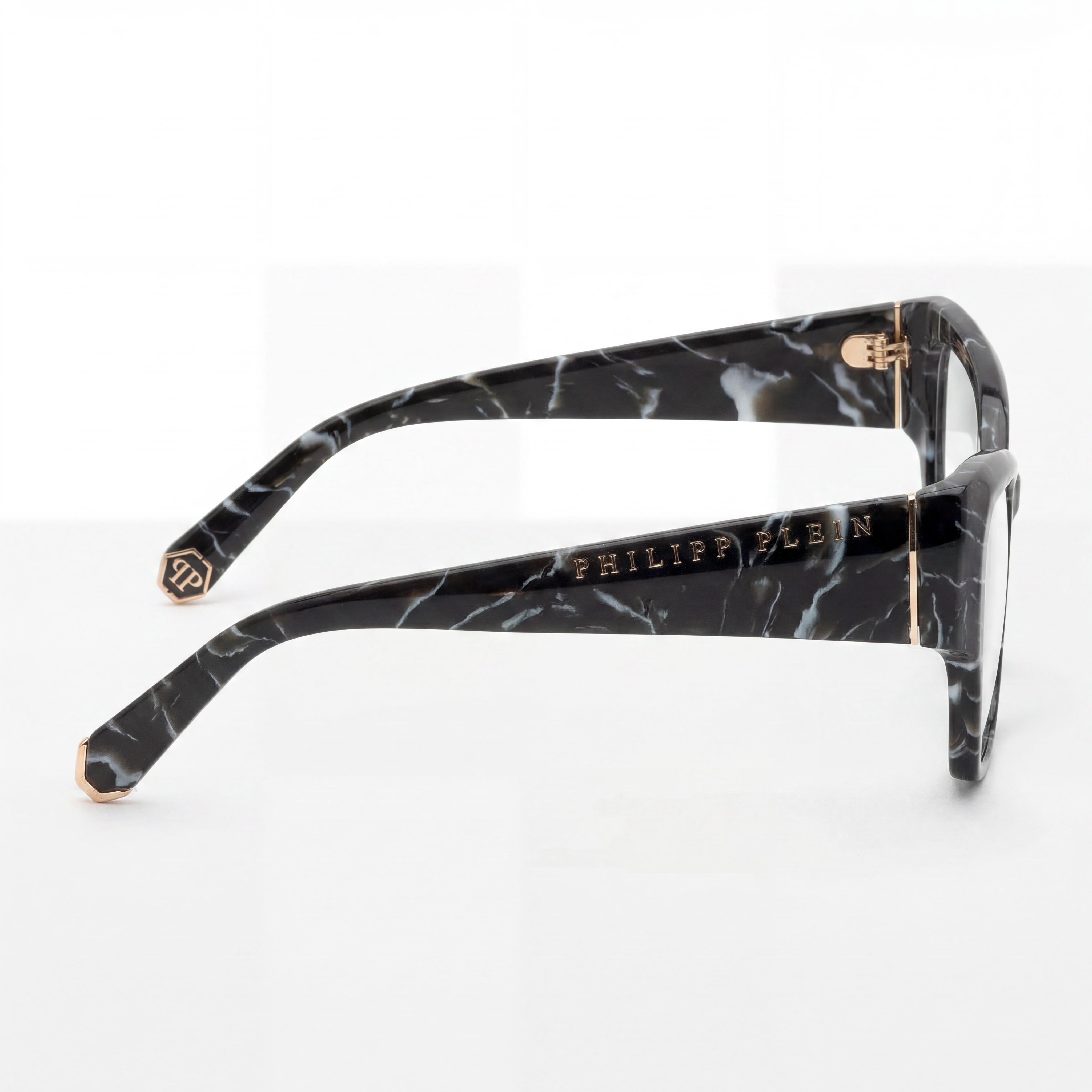 Philipp Plein Classic Men's Marbled Black Acetate Eyeglasses Frame, 55mm Lens, 14mm Bridge, 140mm Temple, Photo 2