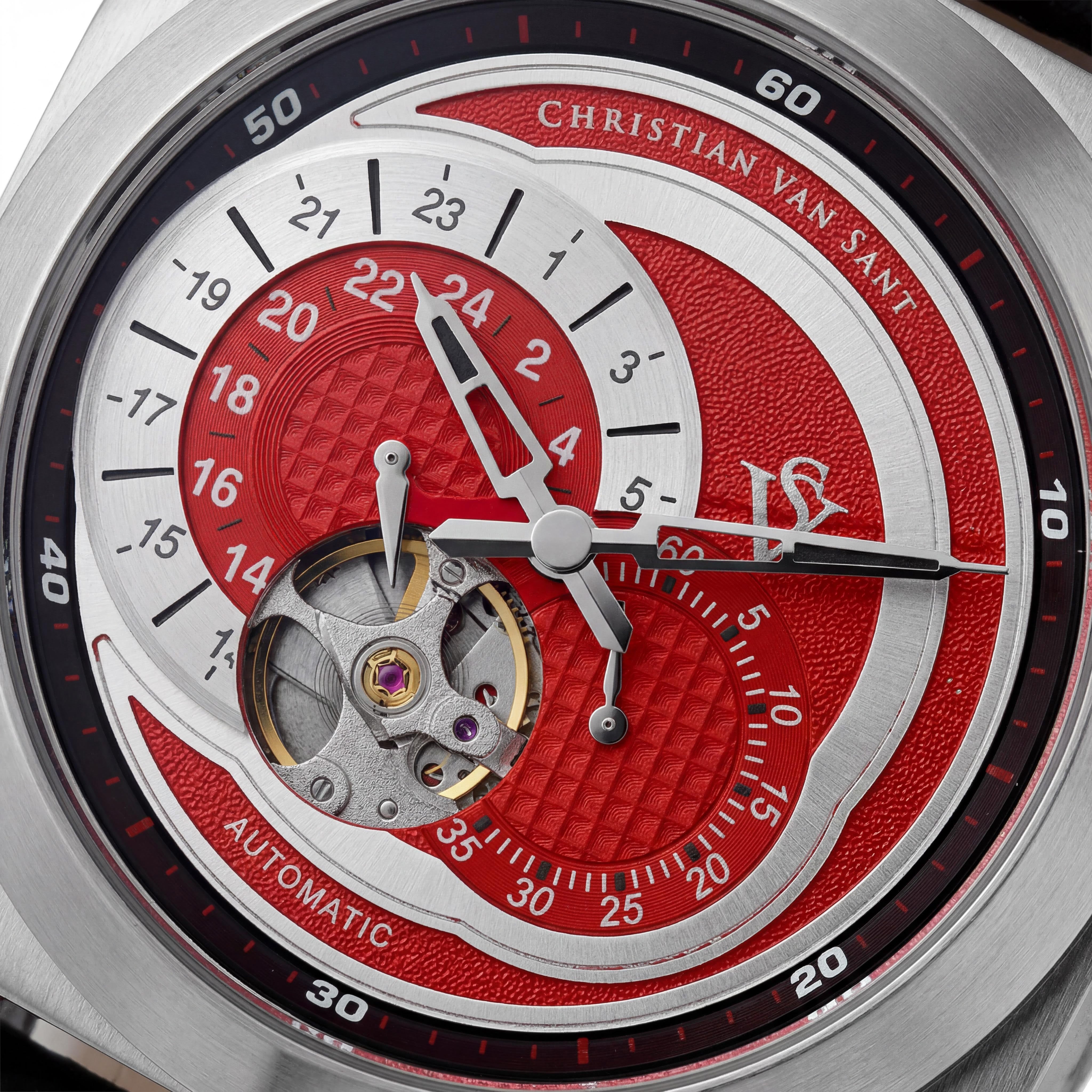 Christian Van Sant Reloj de Pulsera Automático de Hombre con Movimiento Multifunción y Esfera Roja, Photo 2