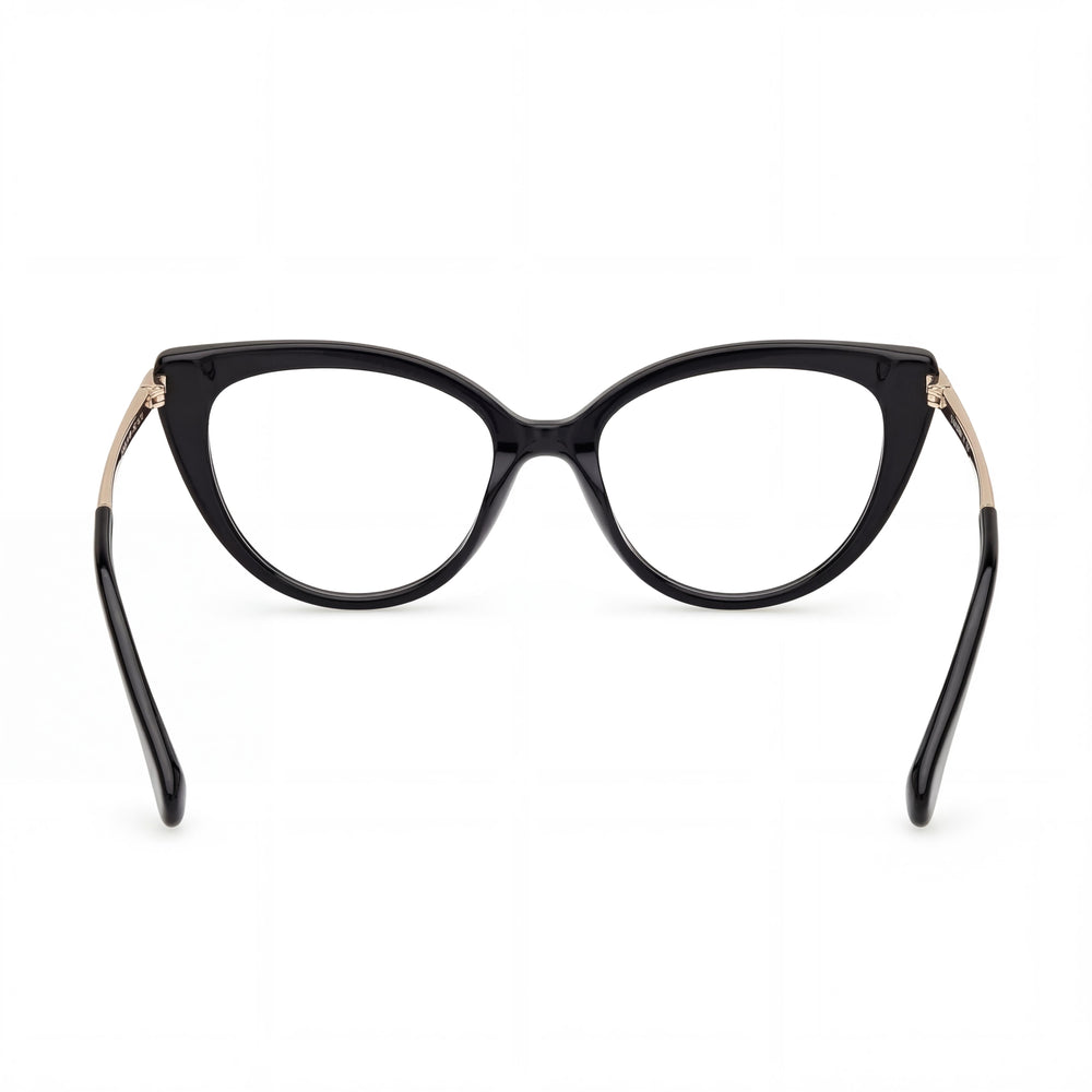 MaxMara Mm5145 Women's Plastic Eyewear 52mm, Black, Pale Gold Frame, Black Lenses
