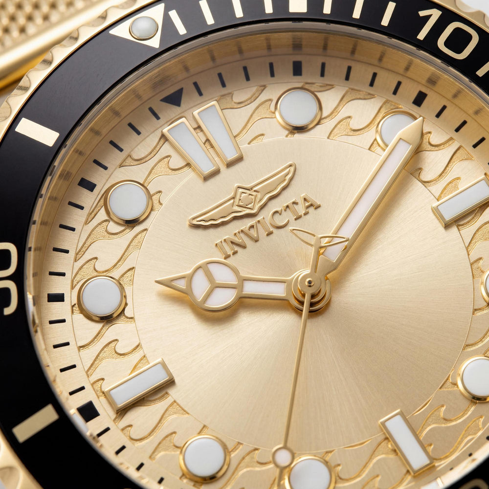 Invicta Pro Diver 49690 Unisex Quartz Watch with Gold Dial, Stainless Steel Case & Bracelet, 43mm, 10 ATM Water Resistant