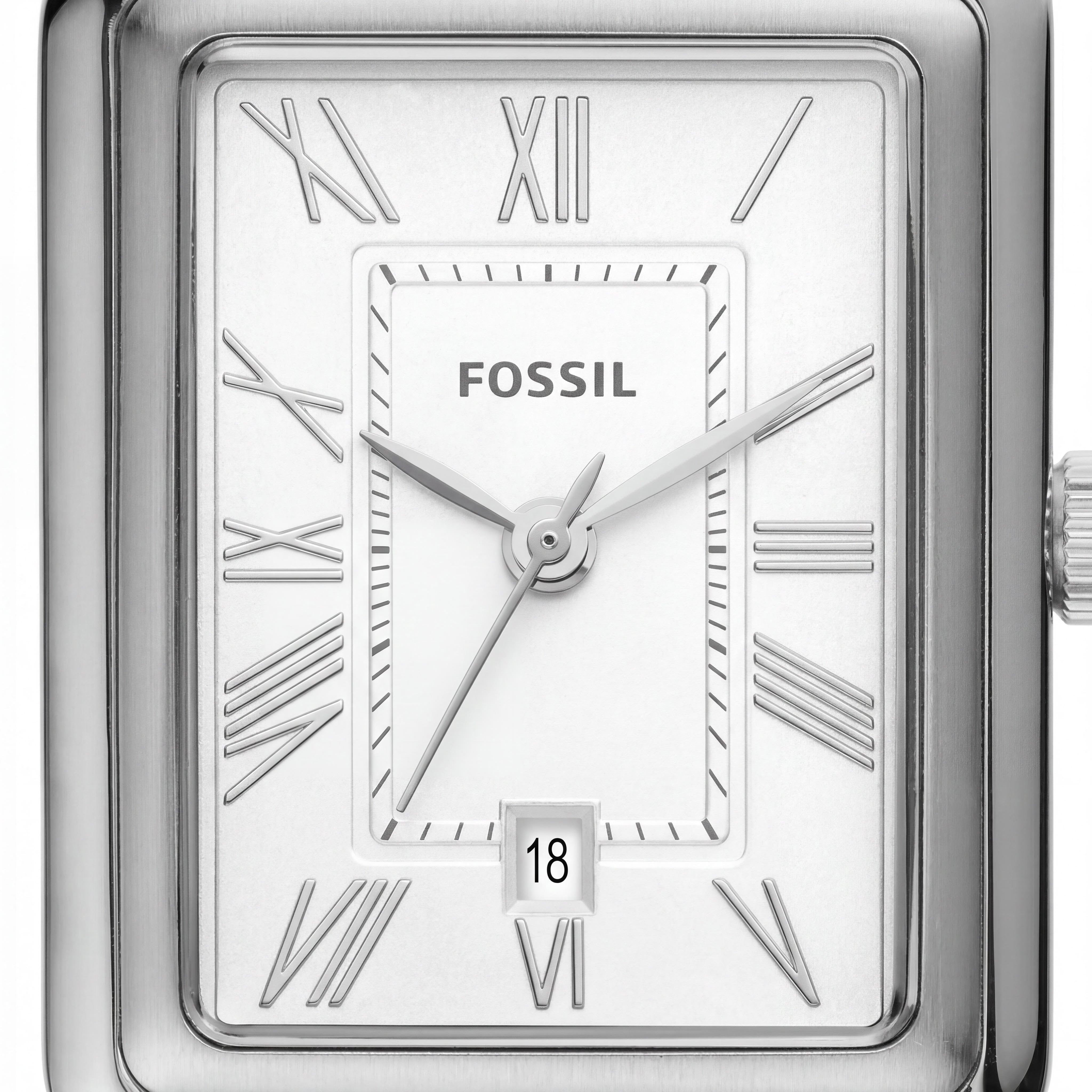 Fossil Raquel Reloj de pulsera con fecha de tres manecillas ES5221 para mujer con caja y brazalete de acero inoxidable tono plateado, 23 mm, Photo 2