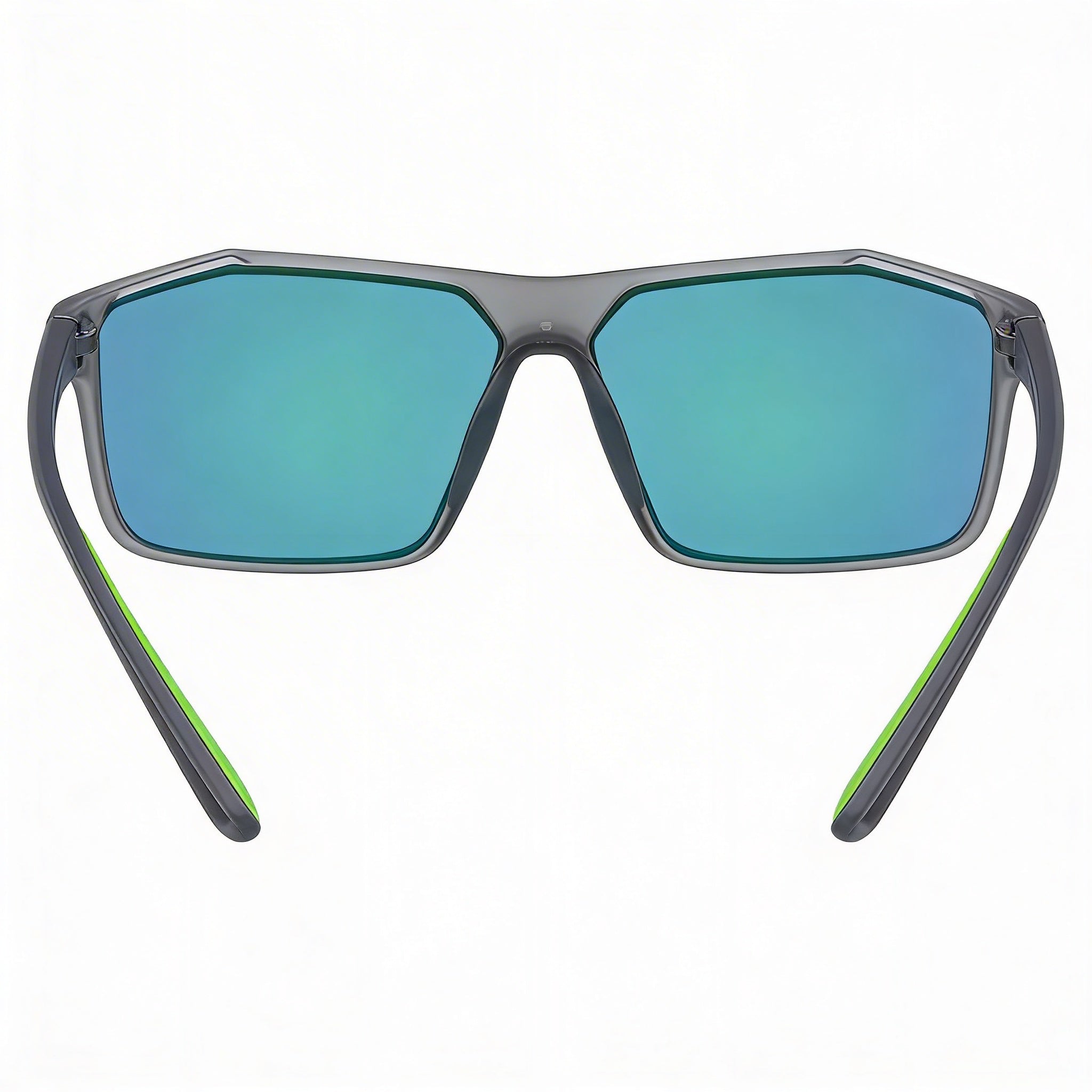 Nike Casual Men's UV Protected Plastic Frame Sunglasses, Matte Dark Grey Green with Blue Multicolor Lenses, 65mm, Photo 4