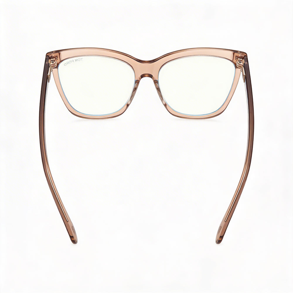 Gafas unisex Tom Ford Ft6042-b con montura marrón claro brillante, lentes de policarbonato negro no polarizadas, tamaño 54-16-140