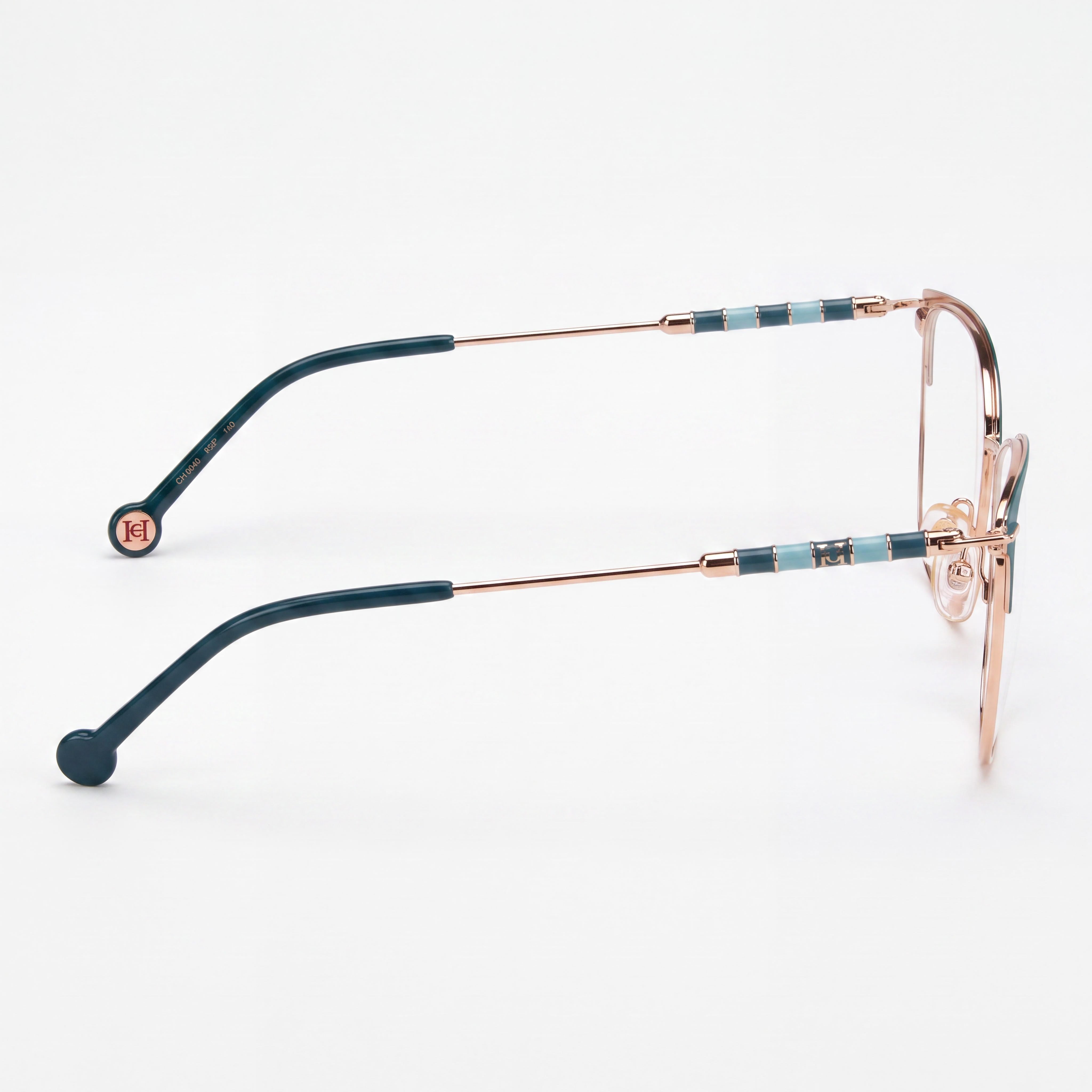 CAROLINA HERRERA CH 0040 Women's Rectangular Stainless Steel Gold Green Eyeglasses 54-16-140, Photo 2