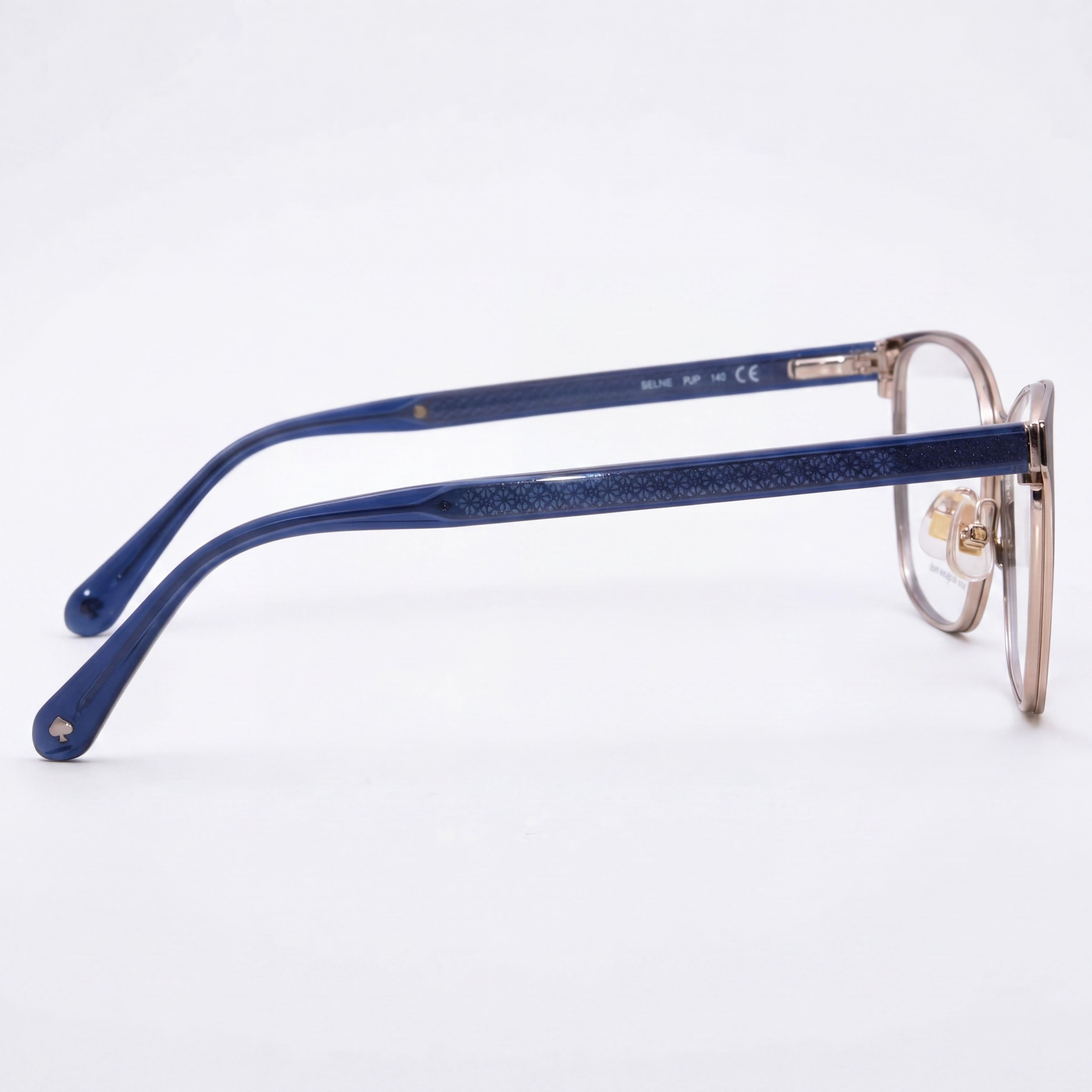 Kate Spade New York Seline Women's Full Rim Rectangle Eyeglasses, Blue Metal Frame, 53mm Lens Width, Photo 3