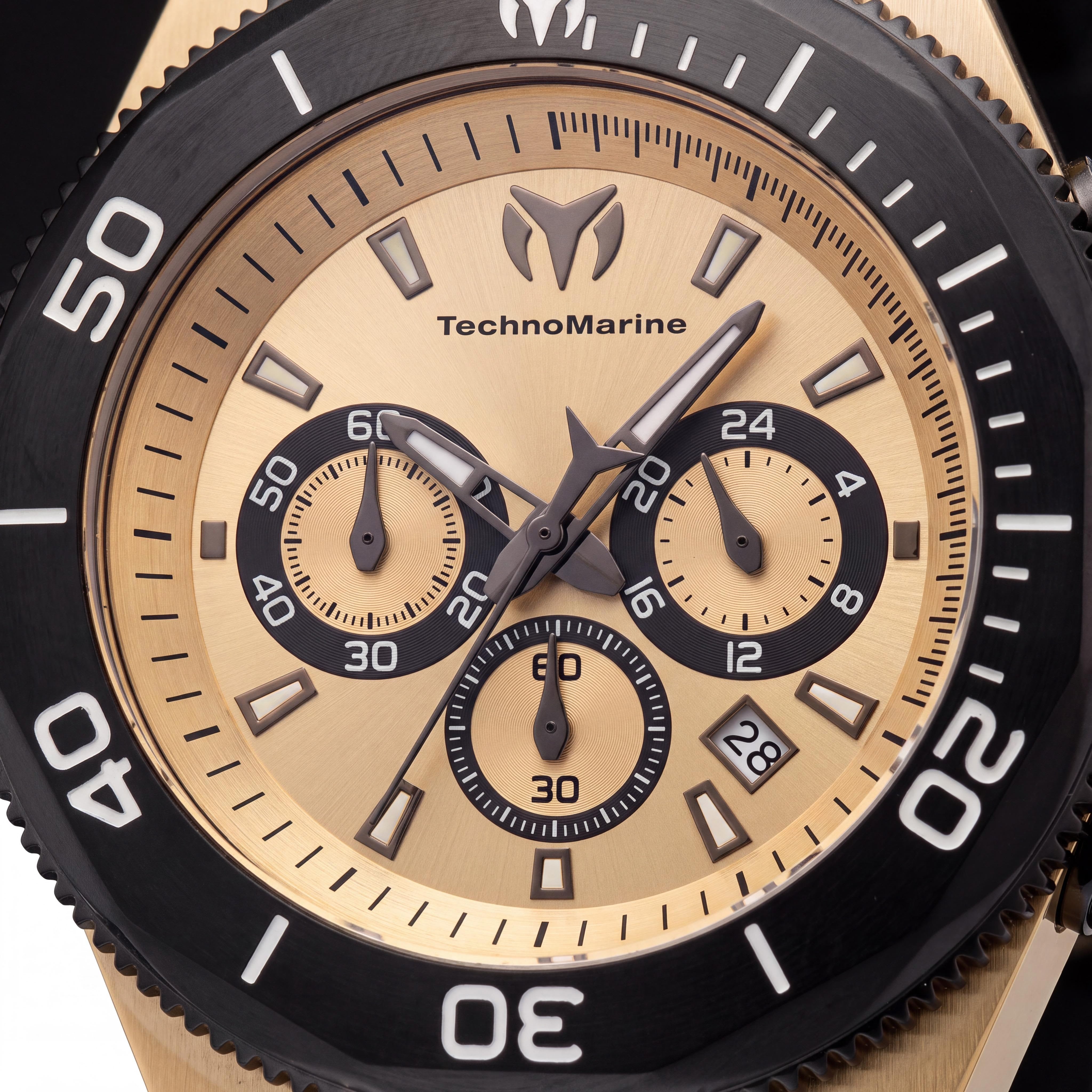 Technomarine Manta TM-224020 Men's 49mm Gold Dial Stainless Steel Case Silicone Strap Quartz 10 ATM Water Resistant Watch, Photo 2