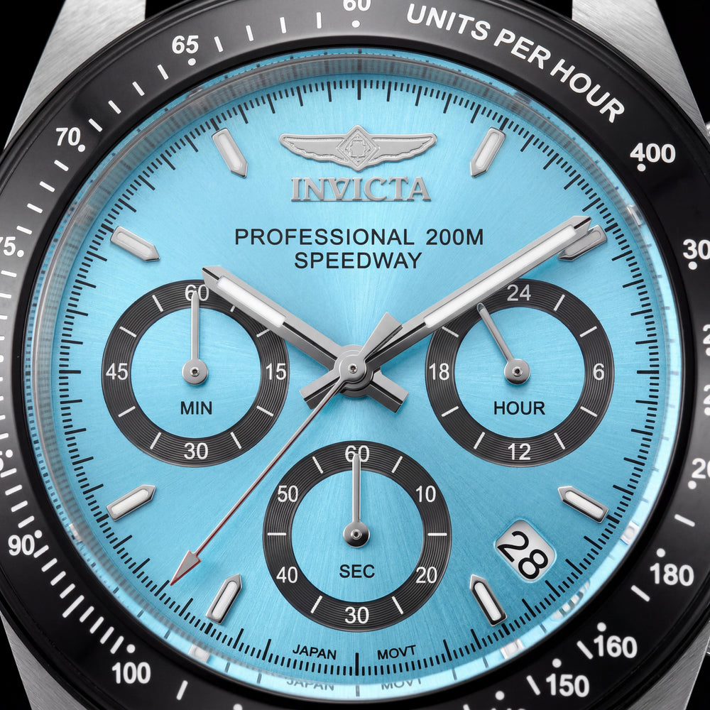 Invicta Speedway 50490 Reloj de cuarzo unisex con caja de acero inoxidable plateada de 40 mm y esfera azul