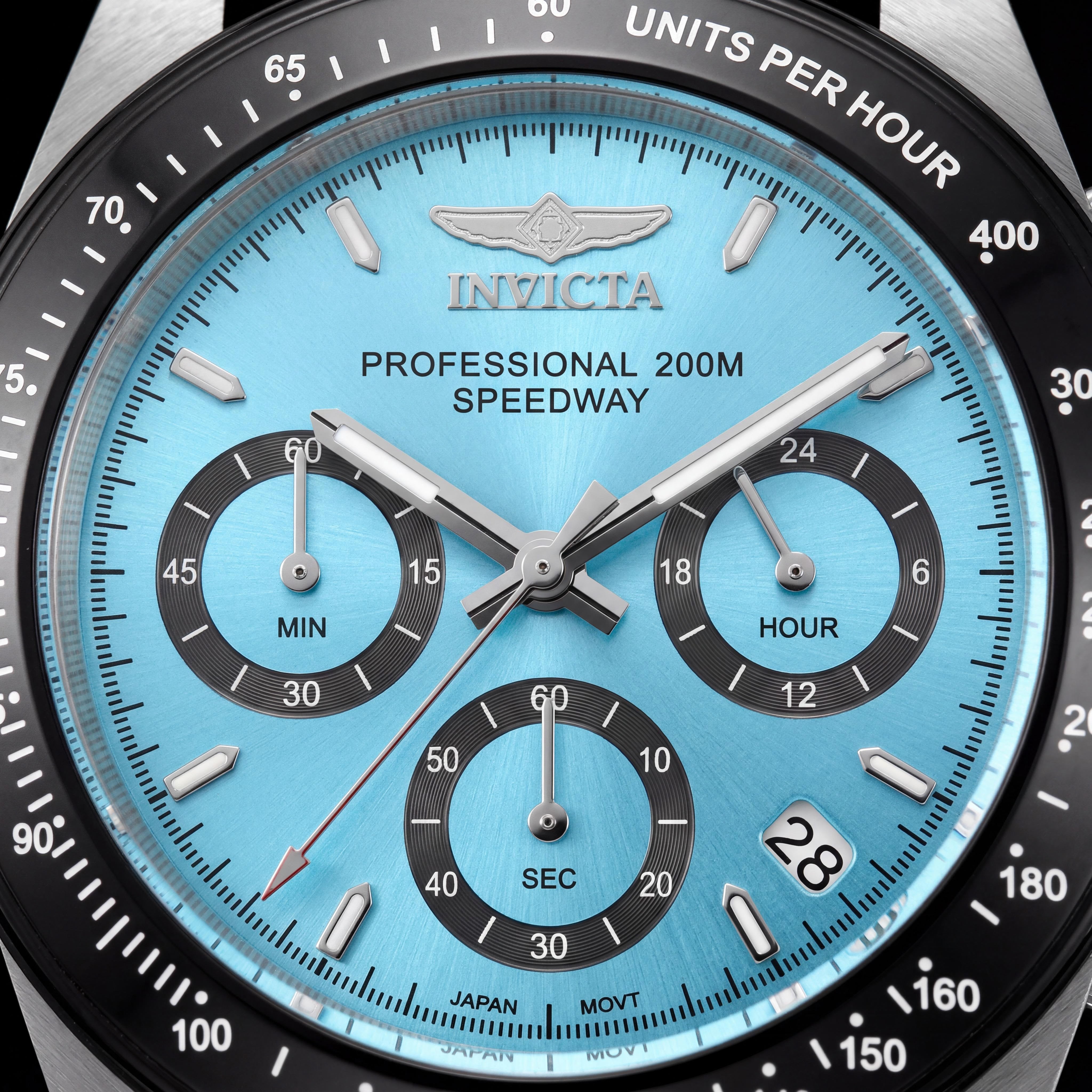 Invicta Speedway 50490 Reloj de cuarzo unisex con caja de acero inoxidable plateada de 40 mm y esfera azul, Photo 2