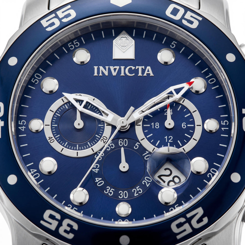 Invicta Pro Diver - SCUBA 0070 Reloj unisex de pulsera de cronógrafo de acero inoxidable de 48 mm con esfera azul