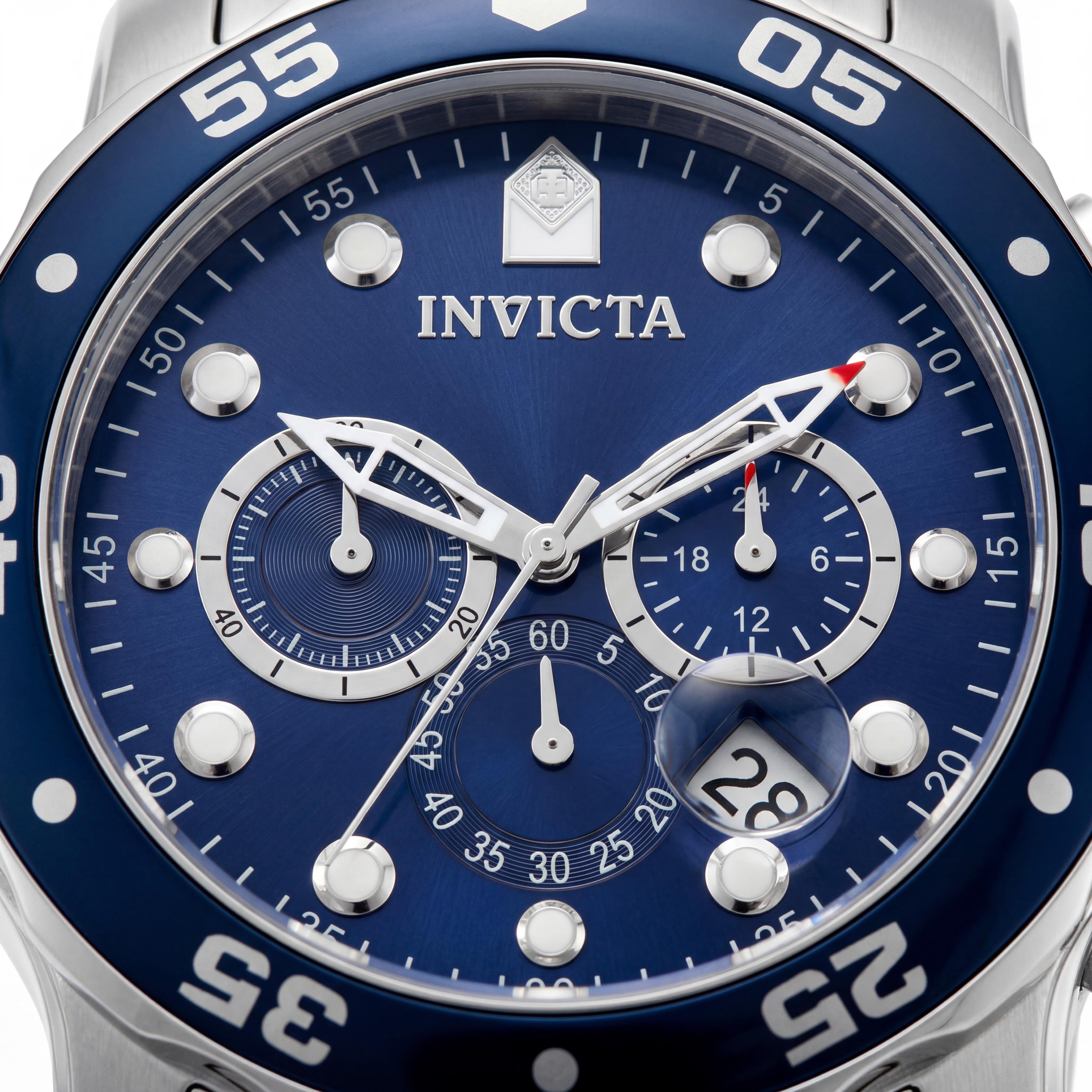 Invicta Pro Diver - SCUBA 0070 Reloj unisex de pulsera de cronógrafo de acero inoxidable de 48 mm con esfera azul, Photo 2