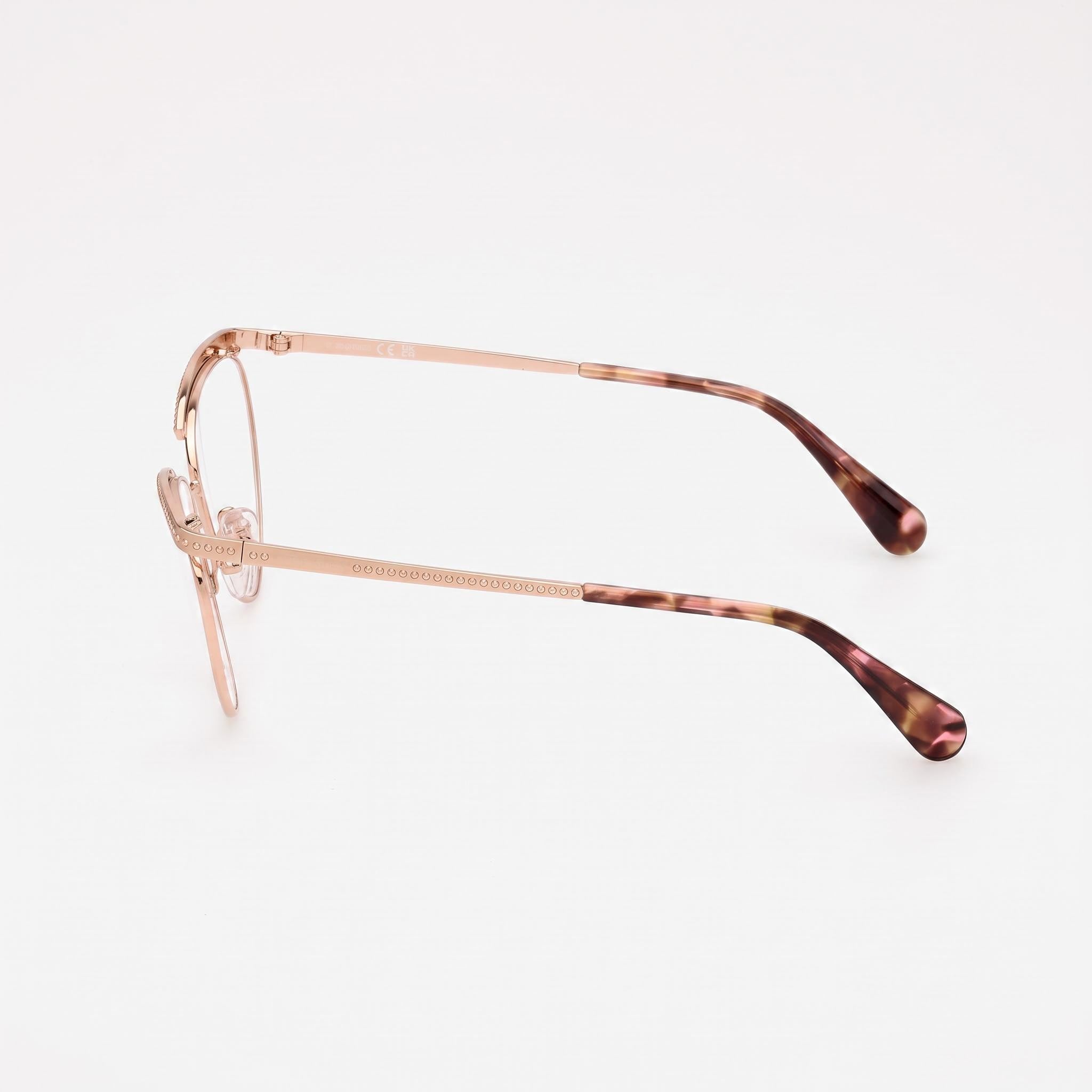 Gafas de vista Max & Co. Mo5136 para mujer en oro rosa brillante con lentes de 55 mm de ancho, puente de 15 mm y patillas de 140 mm., Photo 3