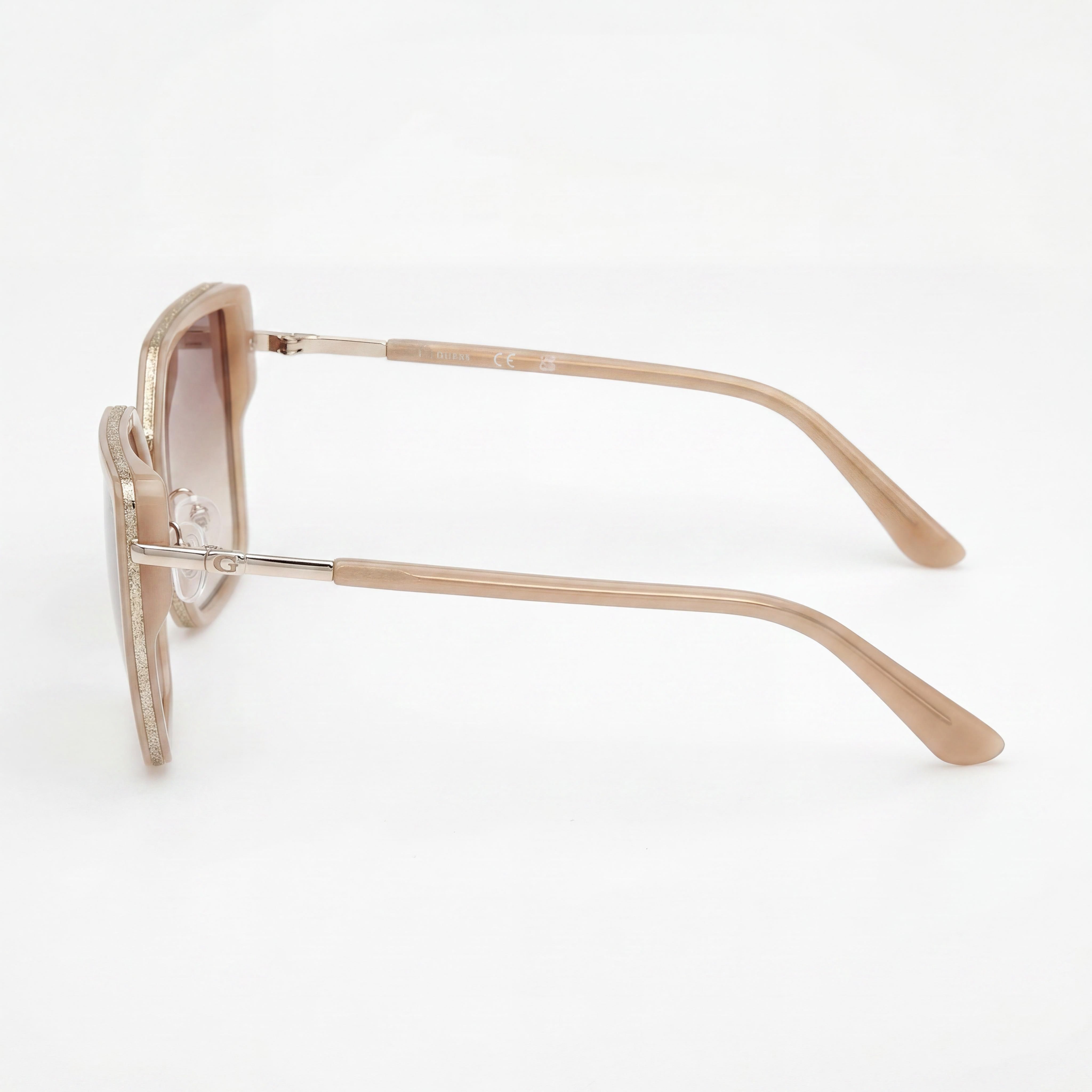 GUESS Women's Injected Sun Glasses Polarized, Shiny Beige Gradient Brown Plastic Frame, Size 59, Photo 3