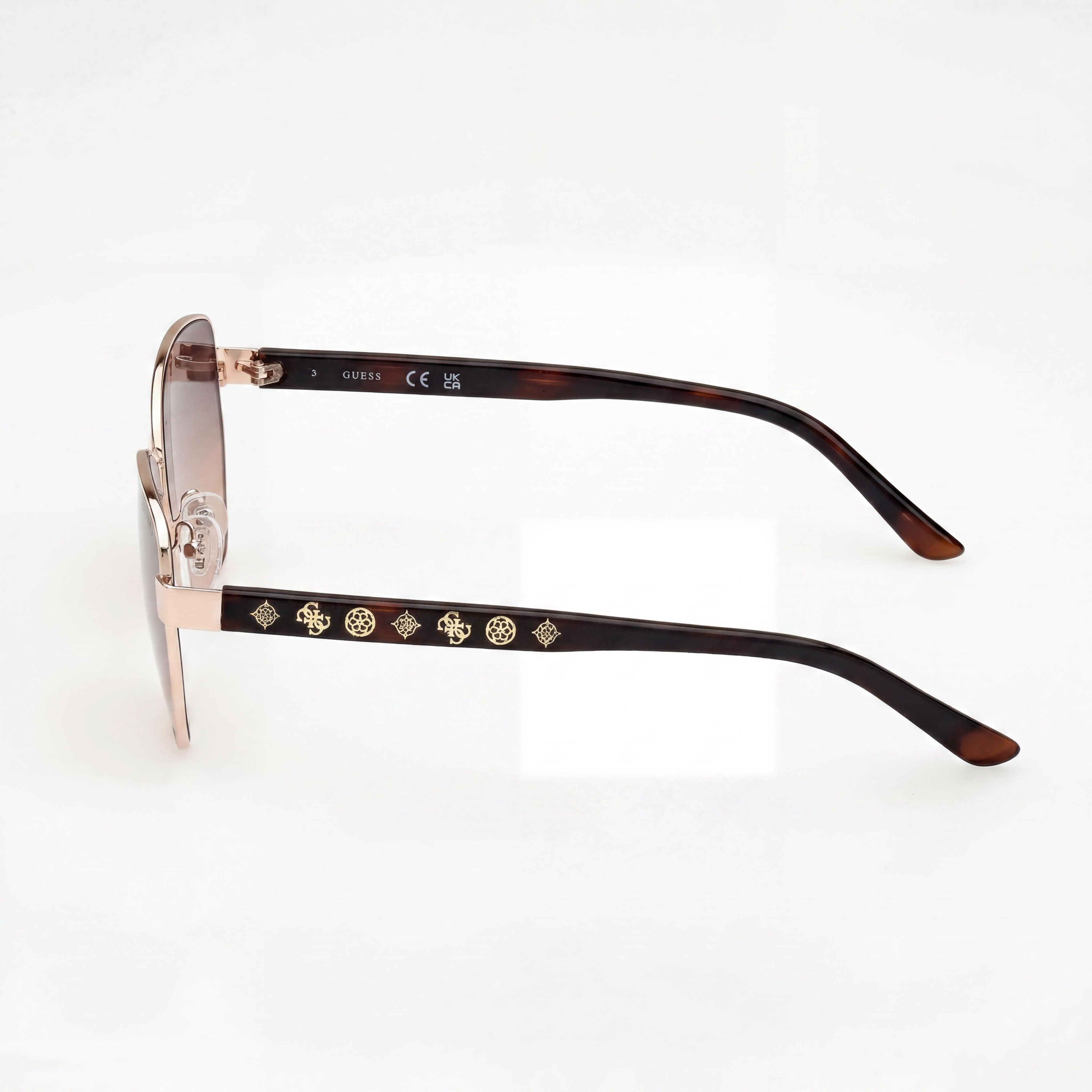 Guess GEOMETRIC Women's Pale Gold Metal Frame Non-Polarized Gradient Brown Lenses UV Protected Sunglasses 56mm, Photo 3